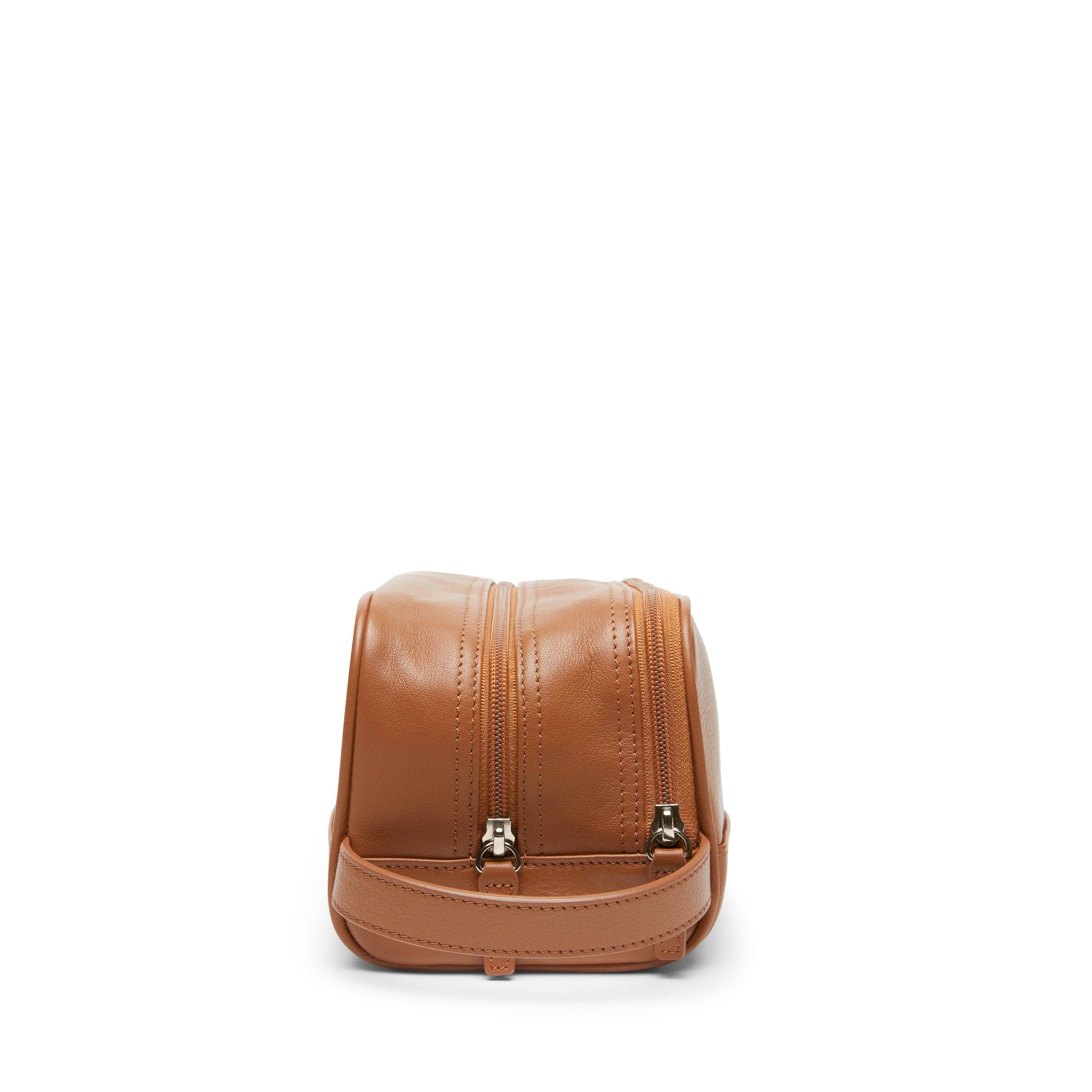 Premium Small Double Zip Toiletry Bag in Cognac - Perfect for Travel, Gym & Daily Essentials Organization