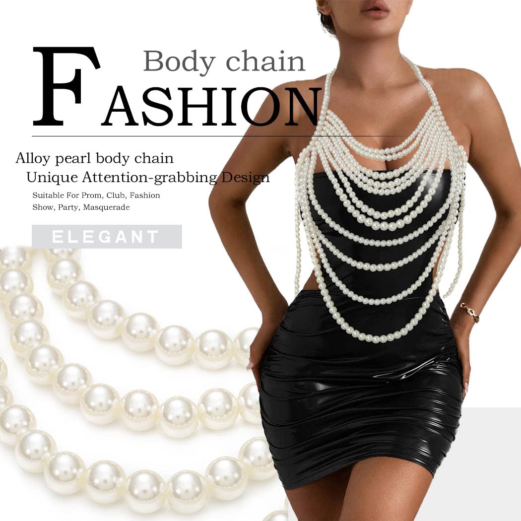 Florry Pearl Body Chain - Elegant Shoulder Necklace & Top Body Jewelry for Women | Perfect for Weddings, Parties, Bachelorette & Date Nights