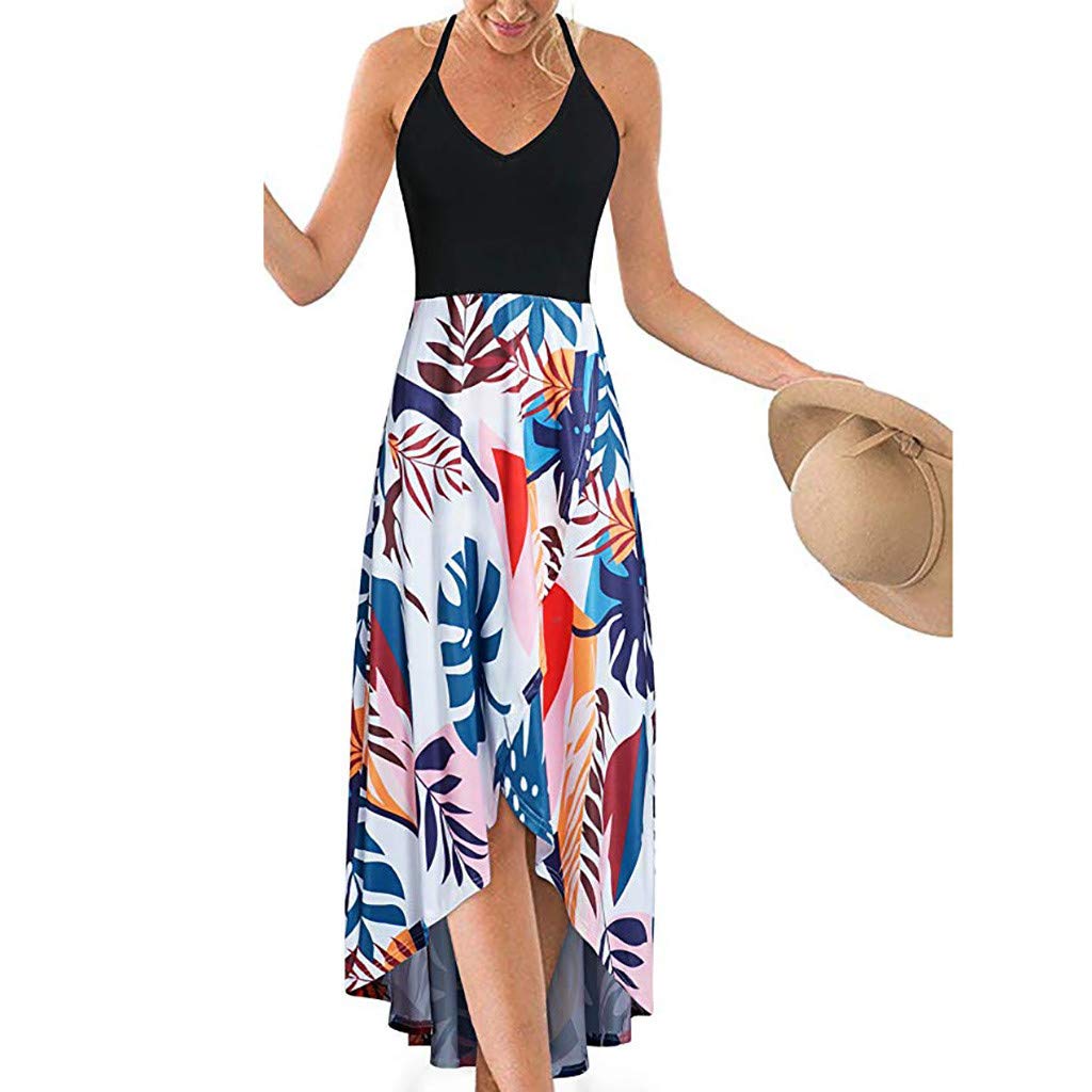 Gibobby Women's Maxi Dress for Wedding Guest - Adjustable Strappy Split Summer Beach Casual Midi Dress - Perfect for Beach Vacations, Garden Parties & Summer Weddings