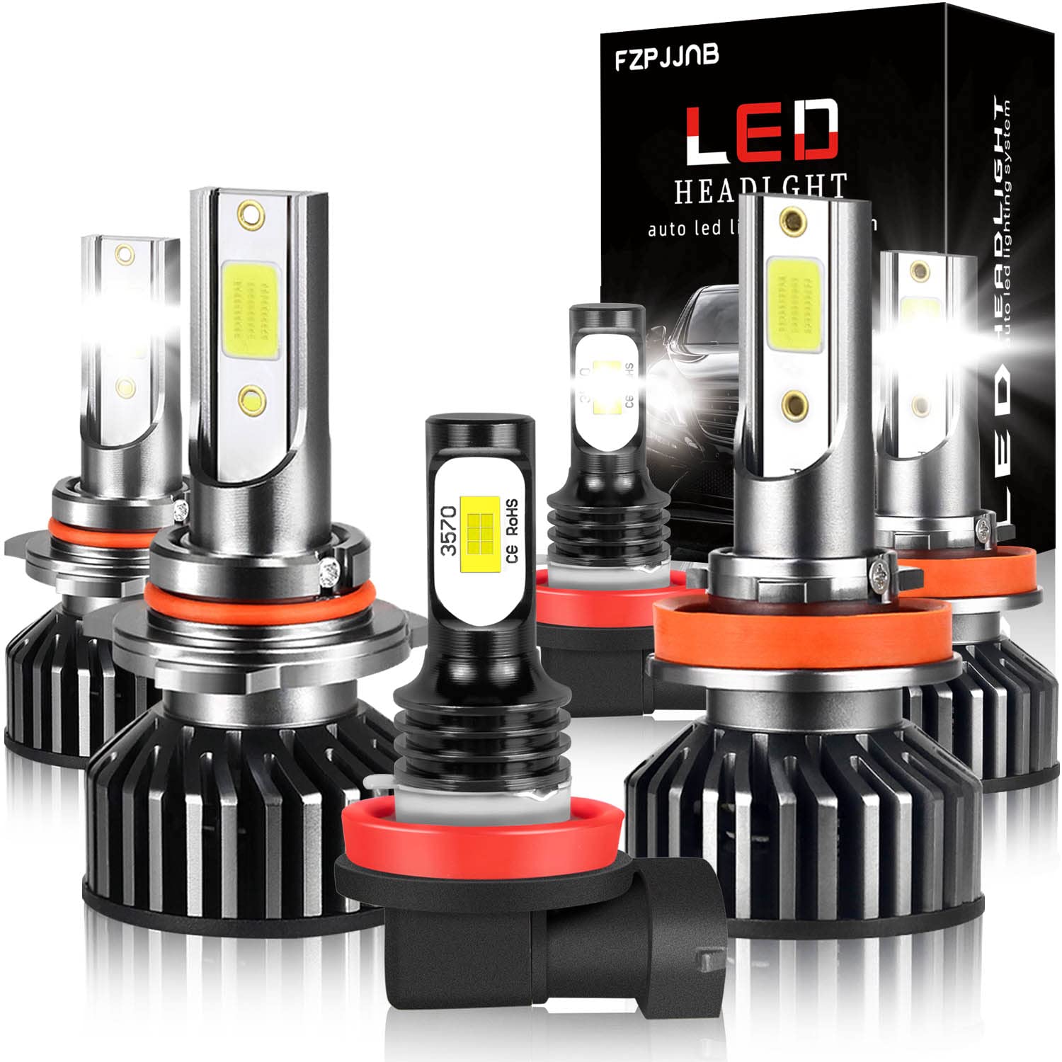 GMC Terrain (2010-2018) LED Headlight Bulbs Kit - 9005/HB3 High Beam + H11 Low Beam + H11 LED Fog Lights Combo - 6000K Cool White - Plug & Play Conversion - Pack of 6 - Upgrade for Night Driving & Off-Road Adventures