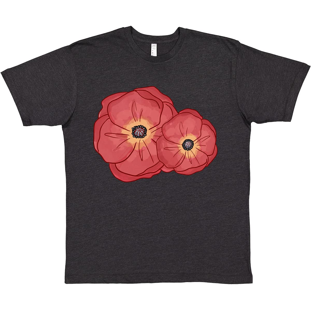 Inktastic Women's Red Poppy Flowers Graphic T-Shirt - Soft Cotton Casual Tee for Spring Summer Outfits, Gardening, and Nature Lovers