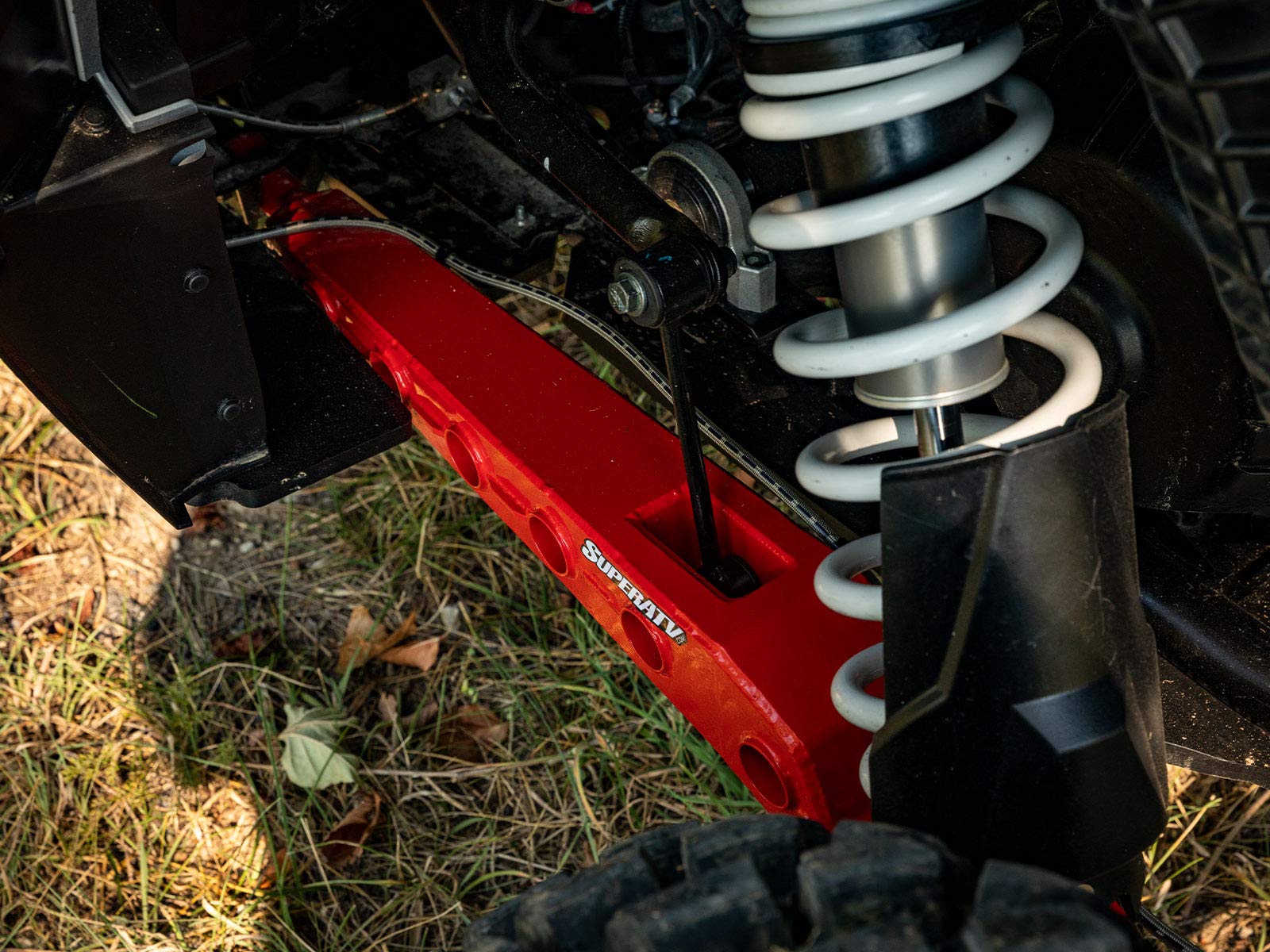 SuperATV Heavy Duty High Clearance Rear Trailing Arms for Polaris RZR RS1 (2018+) - Red | Off-Road Suspension Upgrade for Enhanced Performance & Durability | Perfect for Trail Riding, Rock Crawling & Mudding