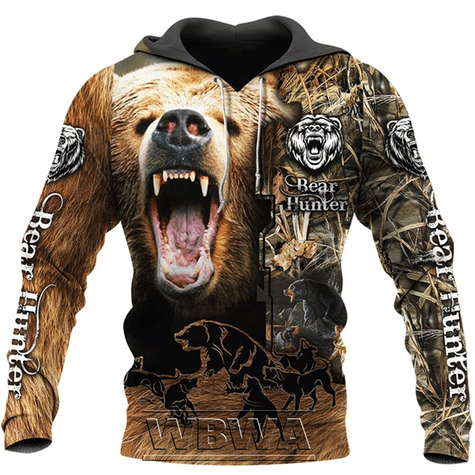 3D Printed Camo Hunting Hoodie for Men - Harajuku Streetwear Long Sleeve Sweatshirt | Perfect for Outdoor Adventures, Urban Fashion & Autumn Wear