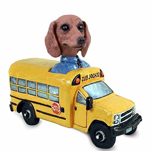 Collectible Dachshund Red School Bus Dog Figurine - Perfect for Home Decor, Gift Ideas, and Dachshund Lovers