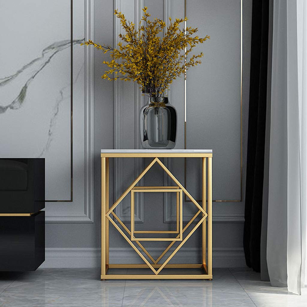 Marble Effect Square Side Table - 40x40x45cm Modern Storage End Table for Living Room, Bedroom, Office & Balcony - Perfect for Snacks, Books & Home Decor