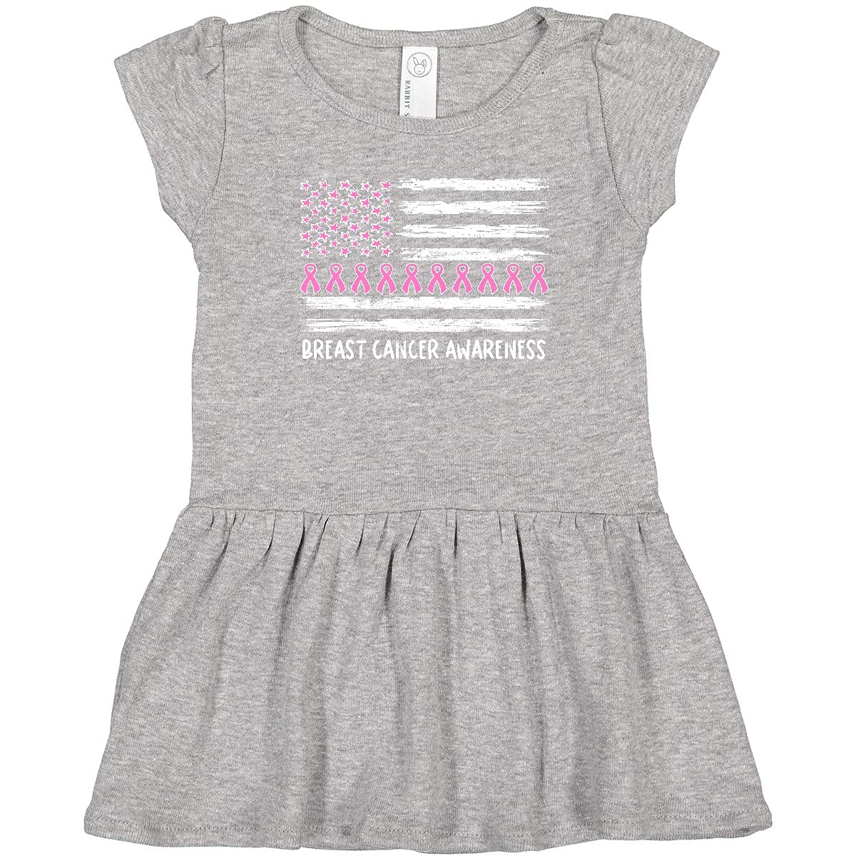 Inktastic Breast Cancer Awareness Pink Ribbon & Flag Toddler Dress - Cute Outfit for Girls, Toddler Casual Wear, Fundraising Events & Support Causes    (优化说明：   1. 保持品牌名