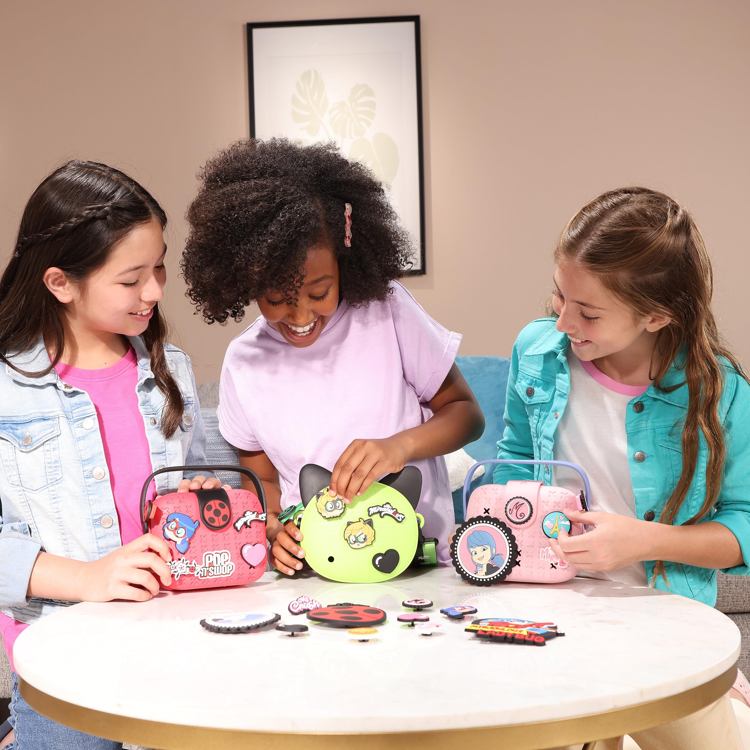 Miraculous Ladybug & Cat Noir 12-Piece Badge Set - Clip-On Pins for Pop n' Swop Purses, Bags & Backpacks (Regular & XXL Size) - Perfect for School, Cosplay & Fan Collections