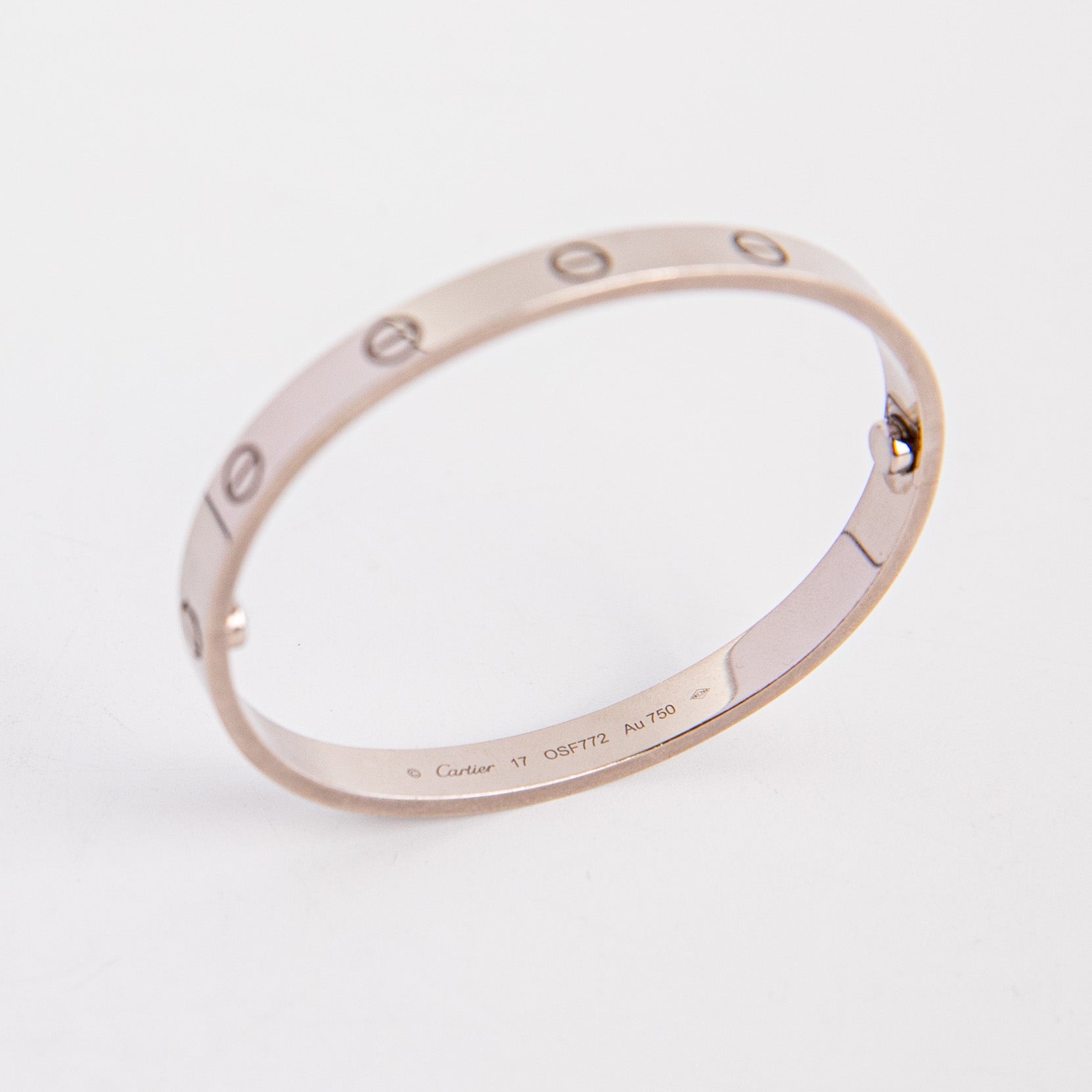 Cartier Love Bracelet in 18K White Gold - Size 17 | Luxury Jewelry for Women, Perfect for Anniversaries & Special Occasions