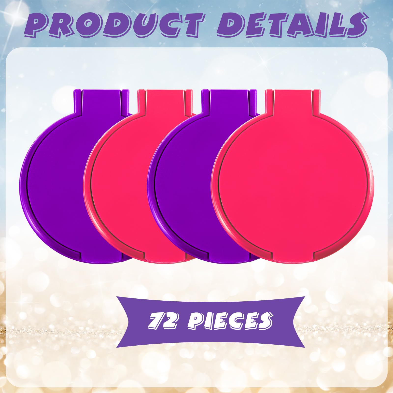 72 Pcs Compact Mirror Bulk - Portable Round Makeup Mirror Mini Foldable for Purse, Women Travel & Daily Use (Purple, Pink) - Perfect for Cosmetics, Gifts & On-the-Go Touch Ups