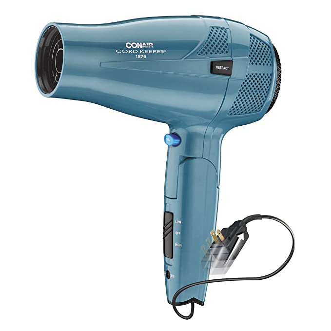 Conair 169SDMC Folding Hair Dryer - Compact Travel Hairdryer with Dual Voltage for Home & Salon Use | Perfect for Travel, Gym, and On-the-Go Styling