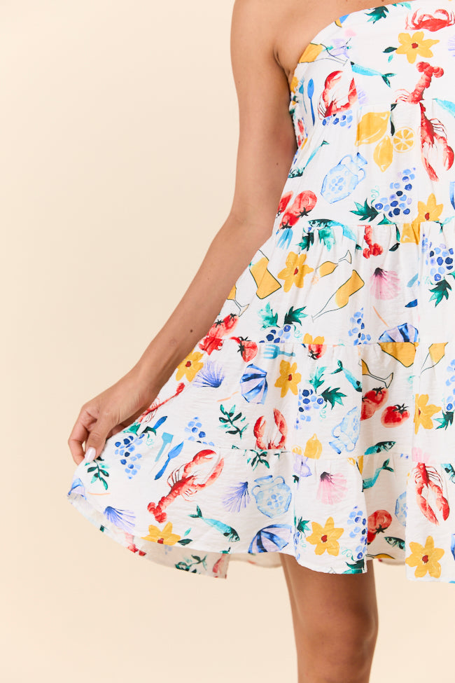 Sweet Summer Floral Strapless Mini Dress for Women - Casual Beach Party & Dinner Outfit - Trendy Printed Sleeveless Sundress