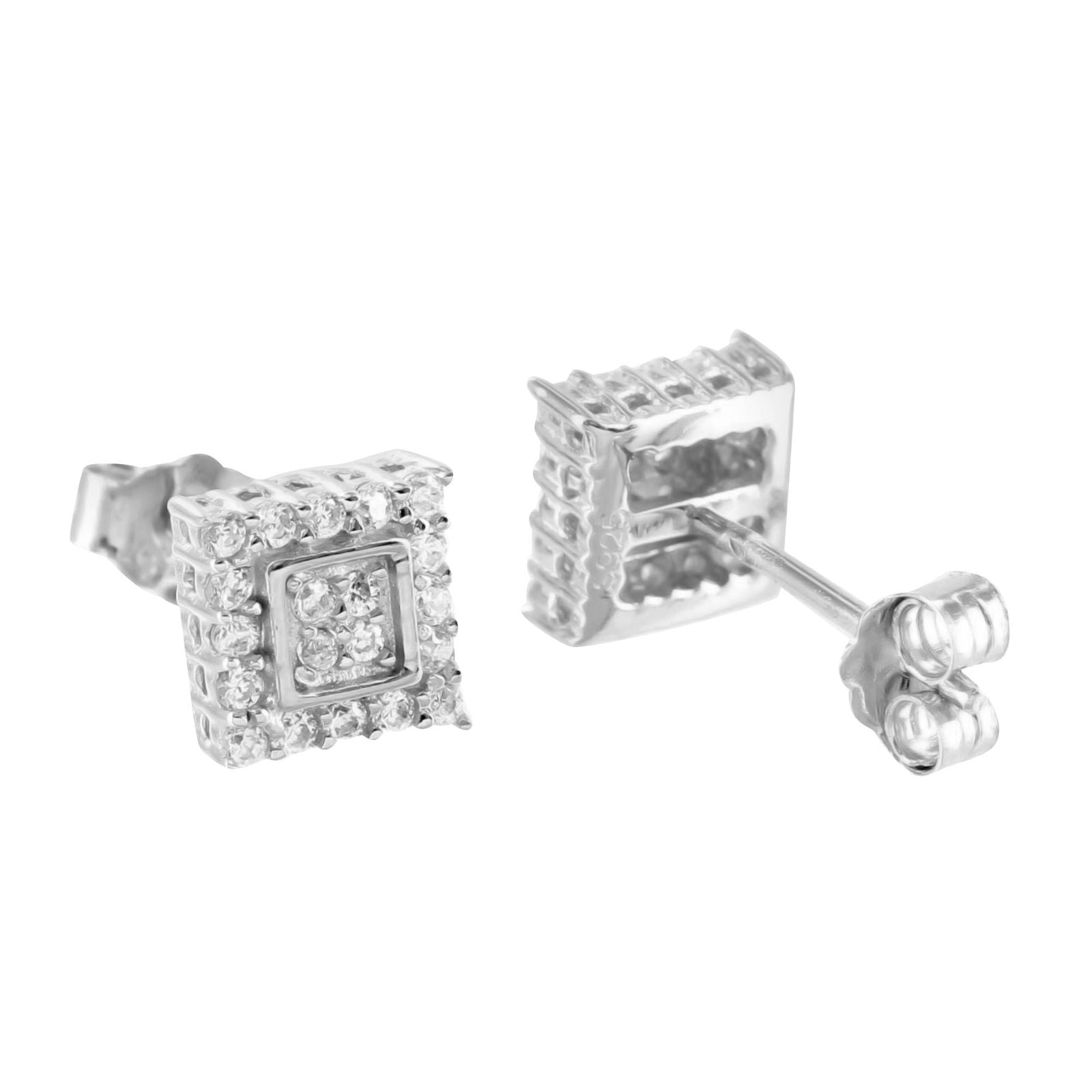 Lab Grown Diamond Square Stud Earrings for Women - Sterling Silver 925 Hypoallergenic - Perfect for Everyday Wear, Work & Special Occasions