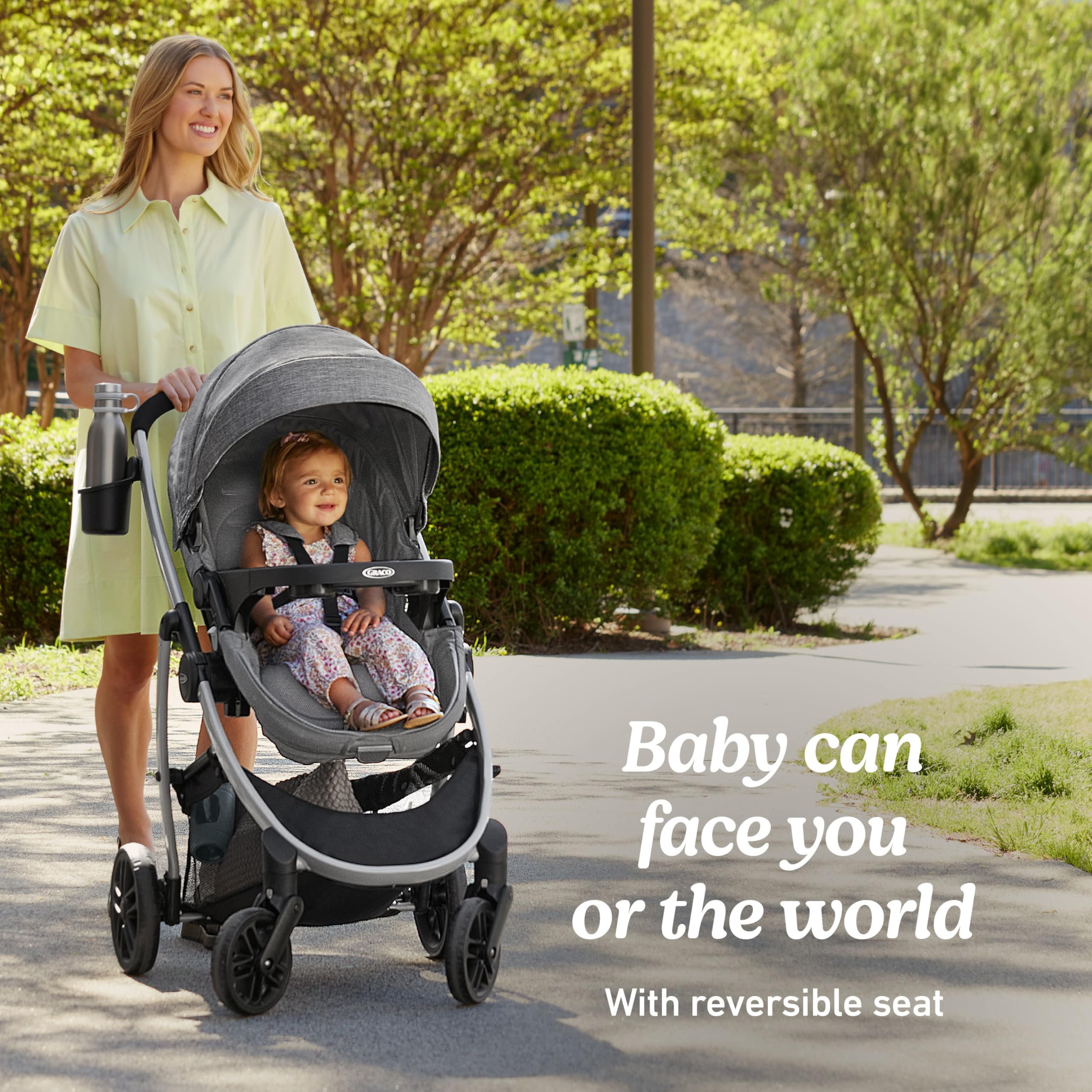 Graco Modes Pramette Stroller - Convertible Baby Stroller with True Pram Mode, Reversible Seat & One-Hand Fold | Includes Child Tray, Extra Storage & Pierce Design | Perfect for Newborns, Infants & Toddlers - Ideal for City Walks, Shopping & Travel