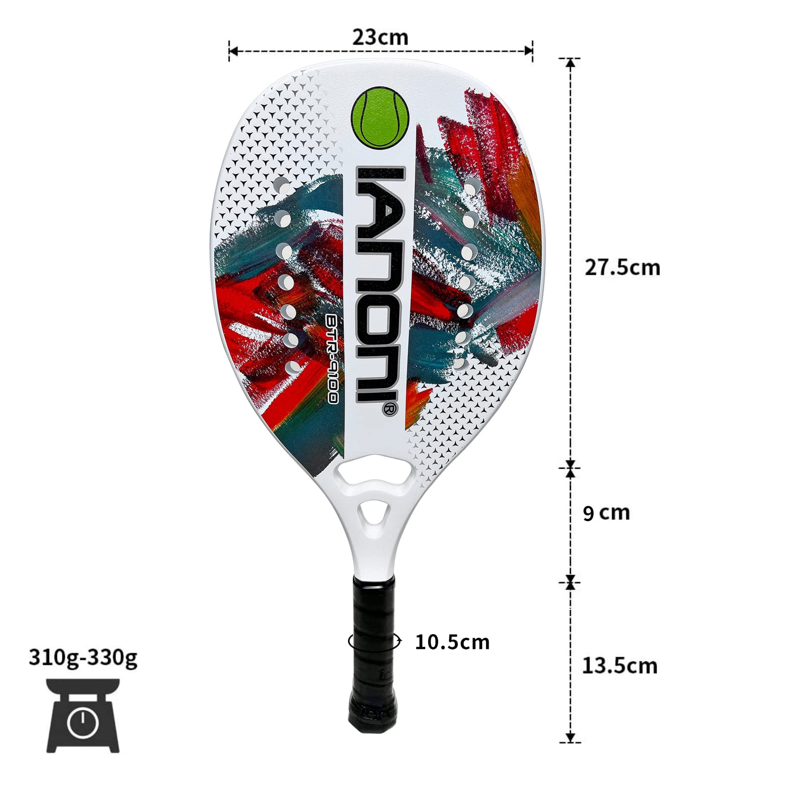 Premium Carbon Fiber Beach Tennis Paddle with EVA Memory Foam Core - Lightweight & Durable Racket for Outdoor Beach Games, Backyard Play & Summer Sports Activities