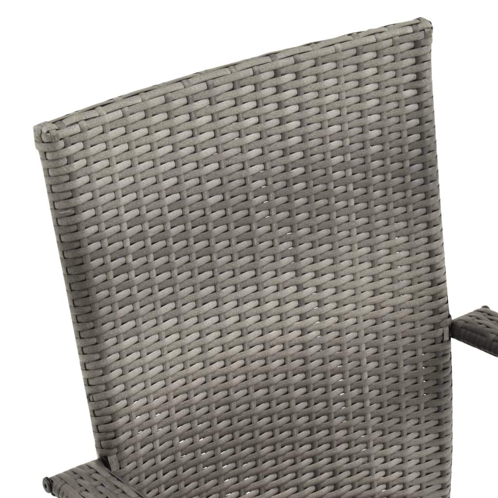 vidaXL Stackable Patio Chairs Set of 4, Outdoor Dining Chairs with Armrests, Weather-Resistant Poly Rattan Wicker Chairs for Patio, Garden, and Backyard - Gray | Perfect for Outdoor Dining, Lounging, and Entertaining Guests