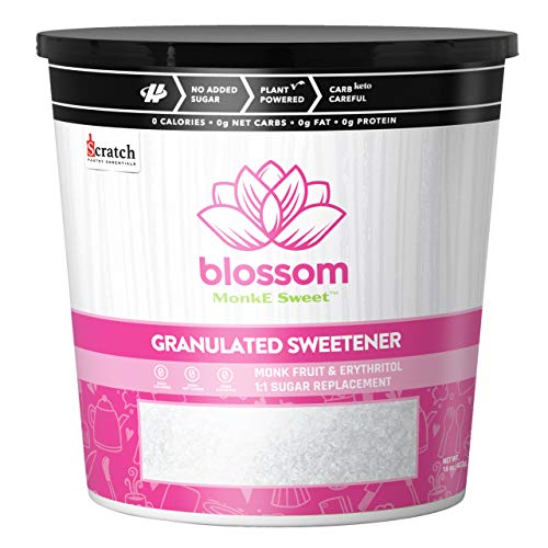 Blossom Keto Sweetener - Natural Monk Fruit Sweetener, Sugar Free, Zero Calorie, 1:1 Sugar Substitute, Diabetic Friendly, Zero Glycemic, Zero Net Carbs (White Granulated, 1 lb) - Perfect for Baking, Coffee, Tea & Low-Carb Recipes