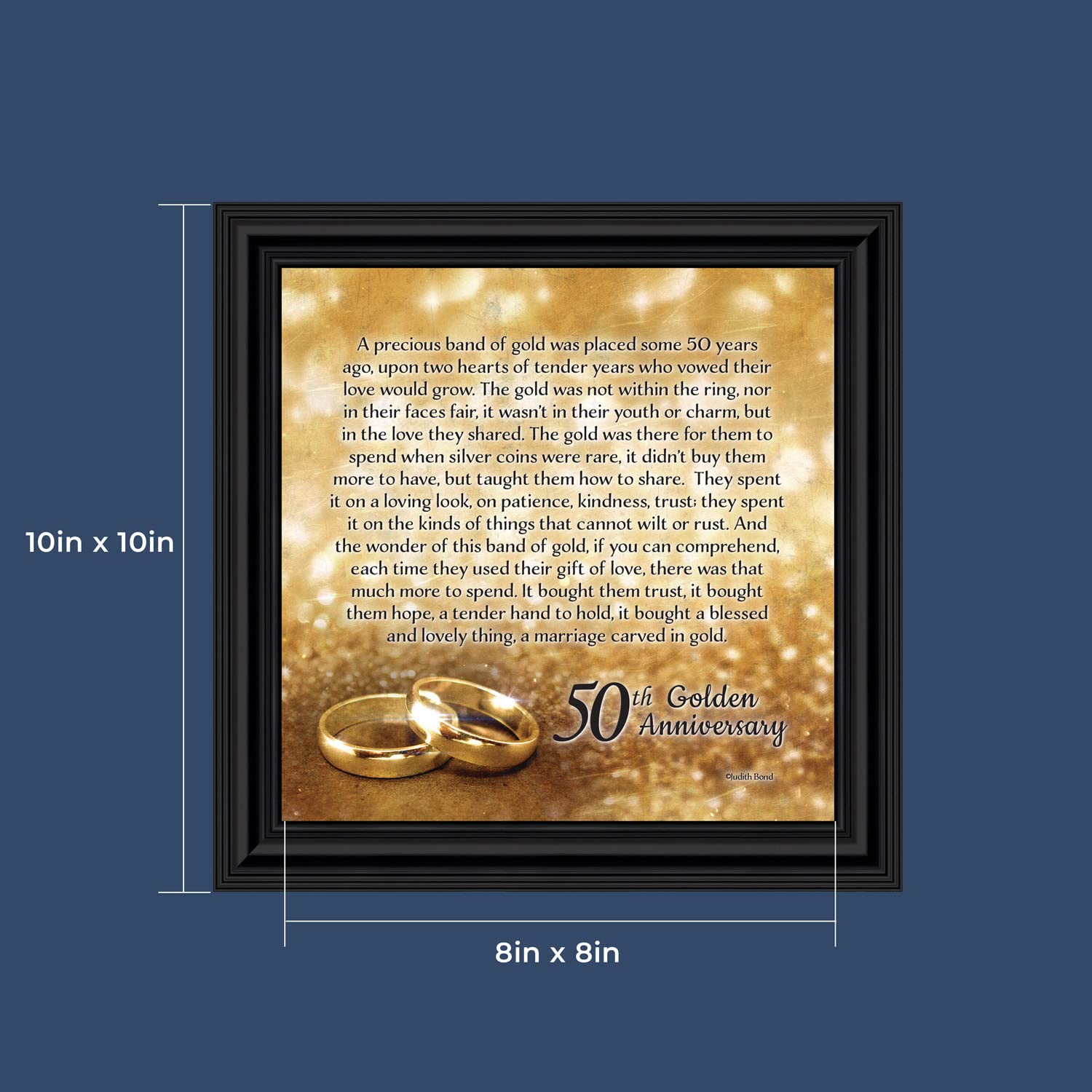 50th Wedding Anniversary Gifts for Parents - Elegant Golden Picture Frame for Couples | Crossroads Home Décor 8608B | Perfect for Displaying Anniversary Photos & Home Decoration