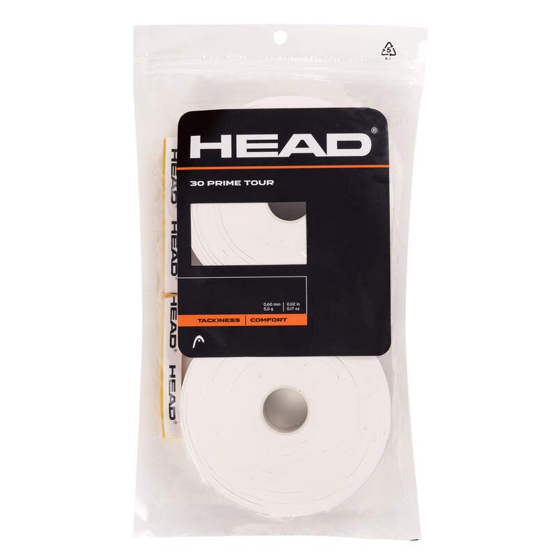 HEAD Prime Tour Overgrip 30 Pack - Premium Tennis Racket Grip Tape for Enhanced Control & Sweat Absorption - Perfect for Tennis, Badminton & Racquetball Players