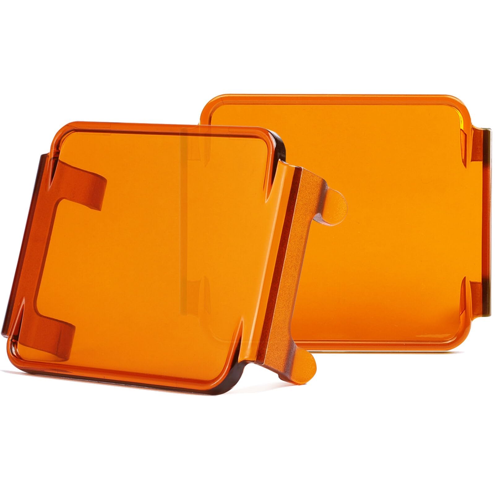3 Inch Amber LED Pod Covers 2PCS - Durable Polycarbonate Square LED Light Bar & Cube Covers - Protective Lens for Off-Road, Truck, ATV, Marine & Work Lights