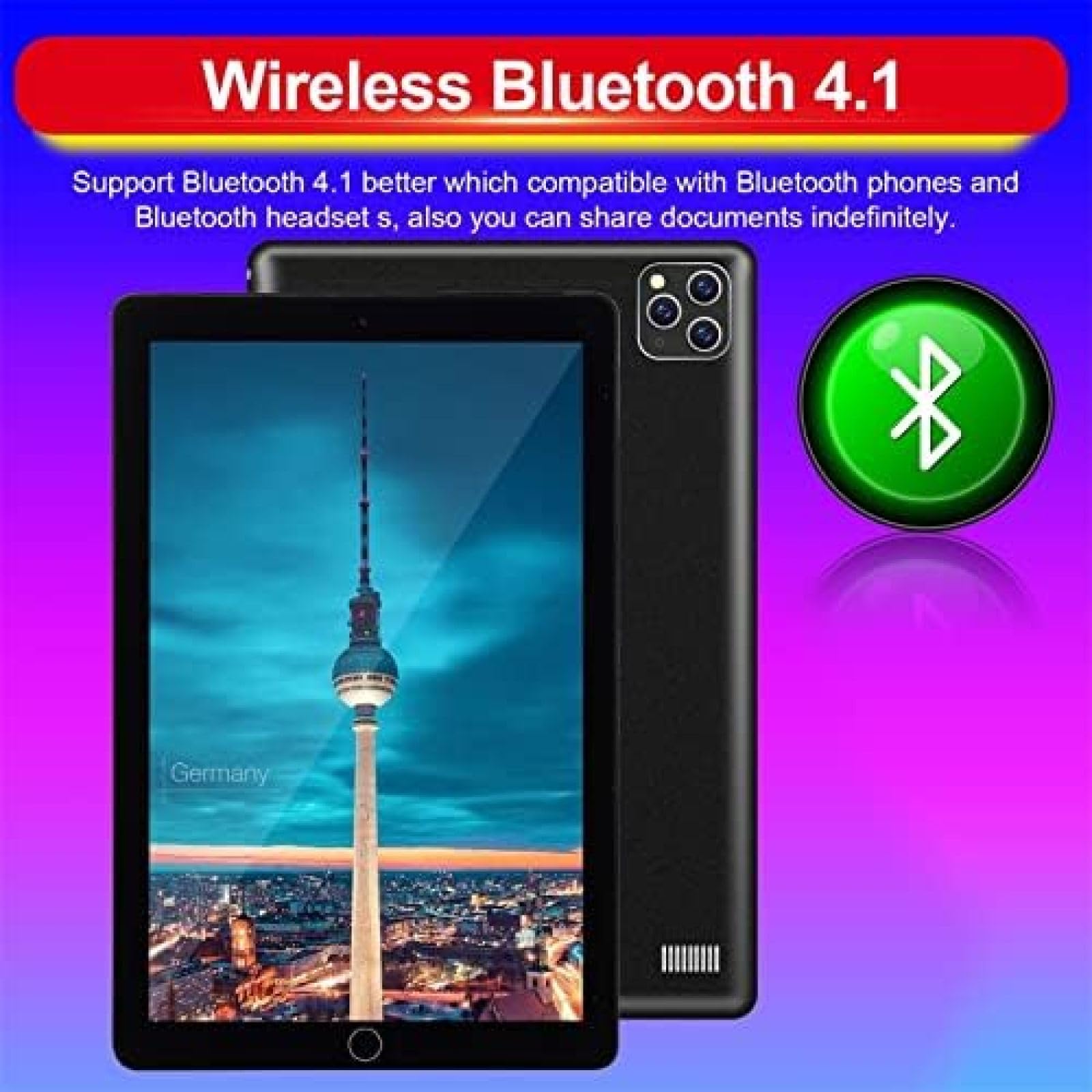 10 Inch Android Tablet with 3G/4G LTE, Dual SIM Slots, Quad-Core Processor, HD Touchscreen, WiFi, Bluetooth, GPS - Black | Portable Entertainment & Work Device for Travel, School, and Home Use