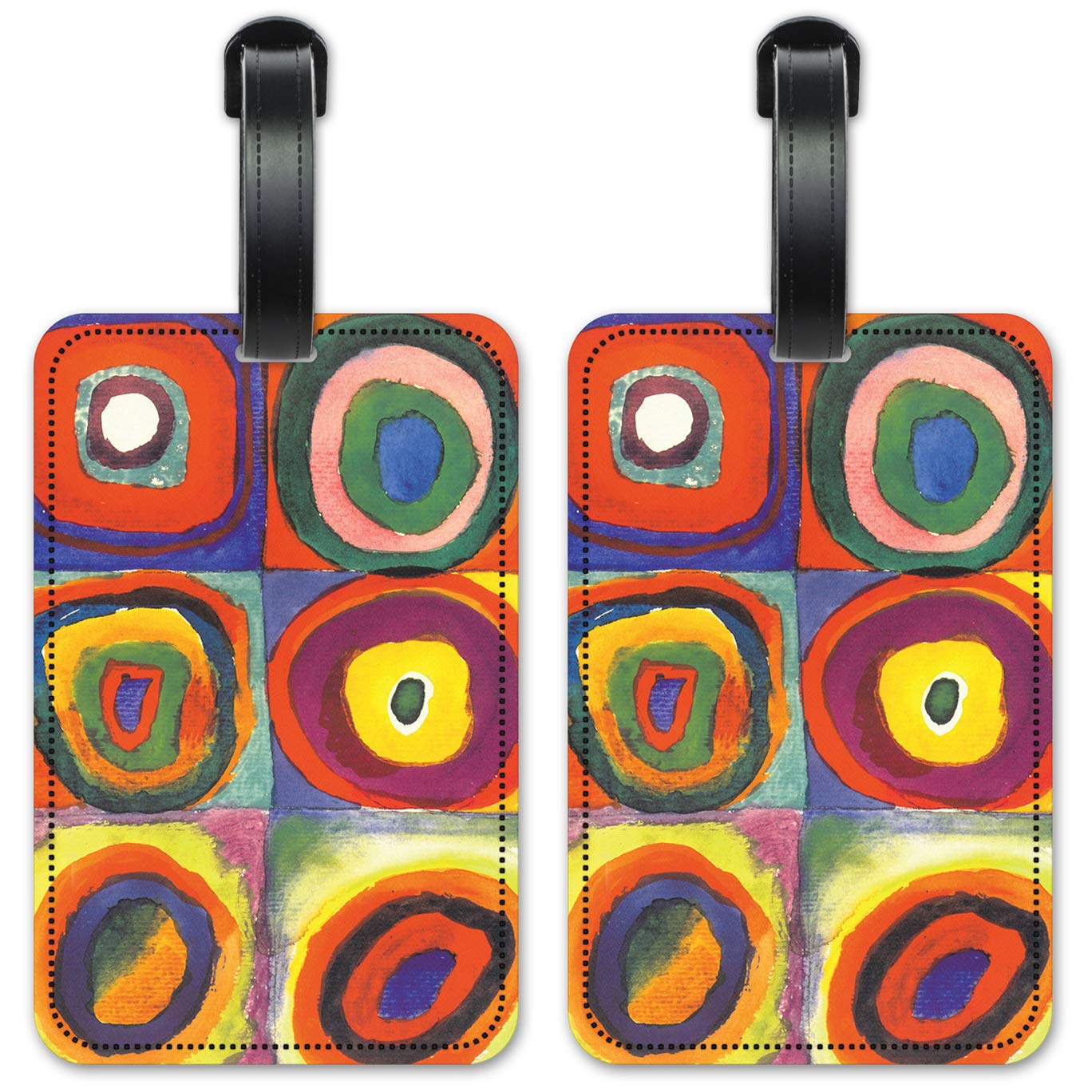 Kandinsky Color Study Squares Luggage ID Tags - Set of 2 Suitcase Identification Cards for Travel | Unique Artist-Designed Bag Tags for Airports & Cruise Vacations