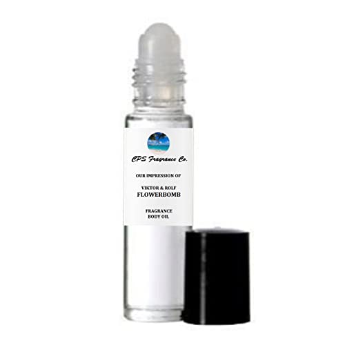 FLOWERBOMB Hypoallergenic Pure Perfume Roll-On Body Oil for Women - 1/3oz (10ml) by CPS Fragrance Co. | Long-Lasting Fragrance for Date Night, Office & Special Occasions