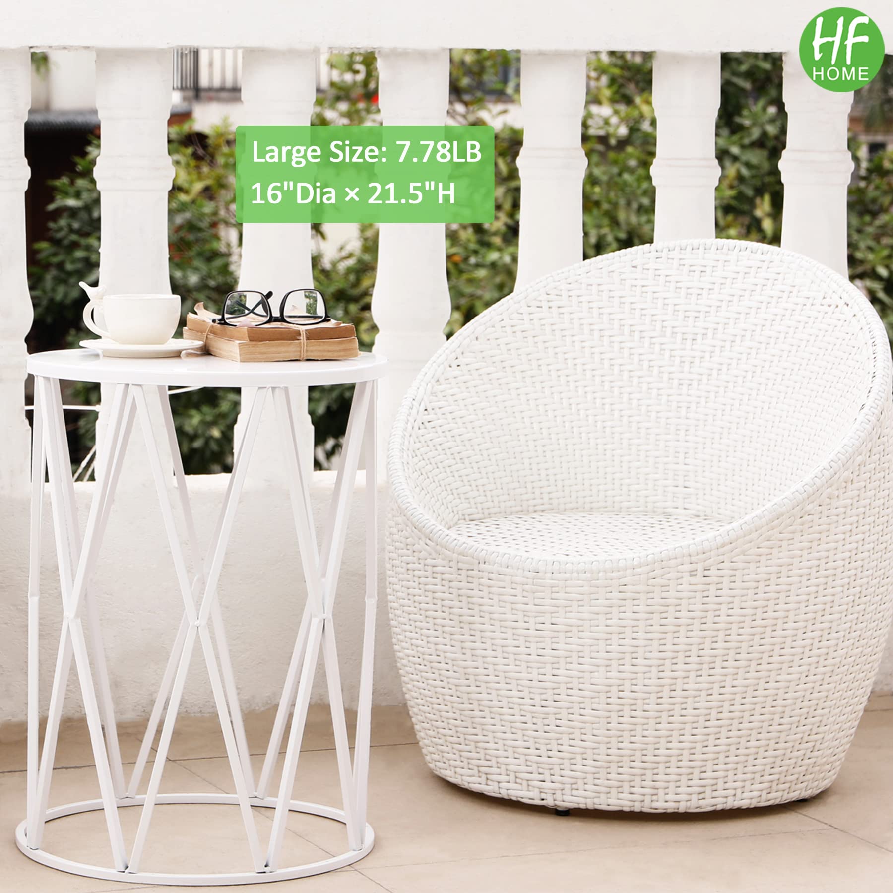 HFHOME Set of 3 Metal Side Tables - Round Nesting Coffee Tables & Nightstands for Living Room, Bedroom, Patio - Heavy Duty Indoor/Outdoor Metal Plant Stand & Garden Stool - Pure White (US Shipping) | Perfect for Small Spaces, Coffee Corner & Outdoor Seating
