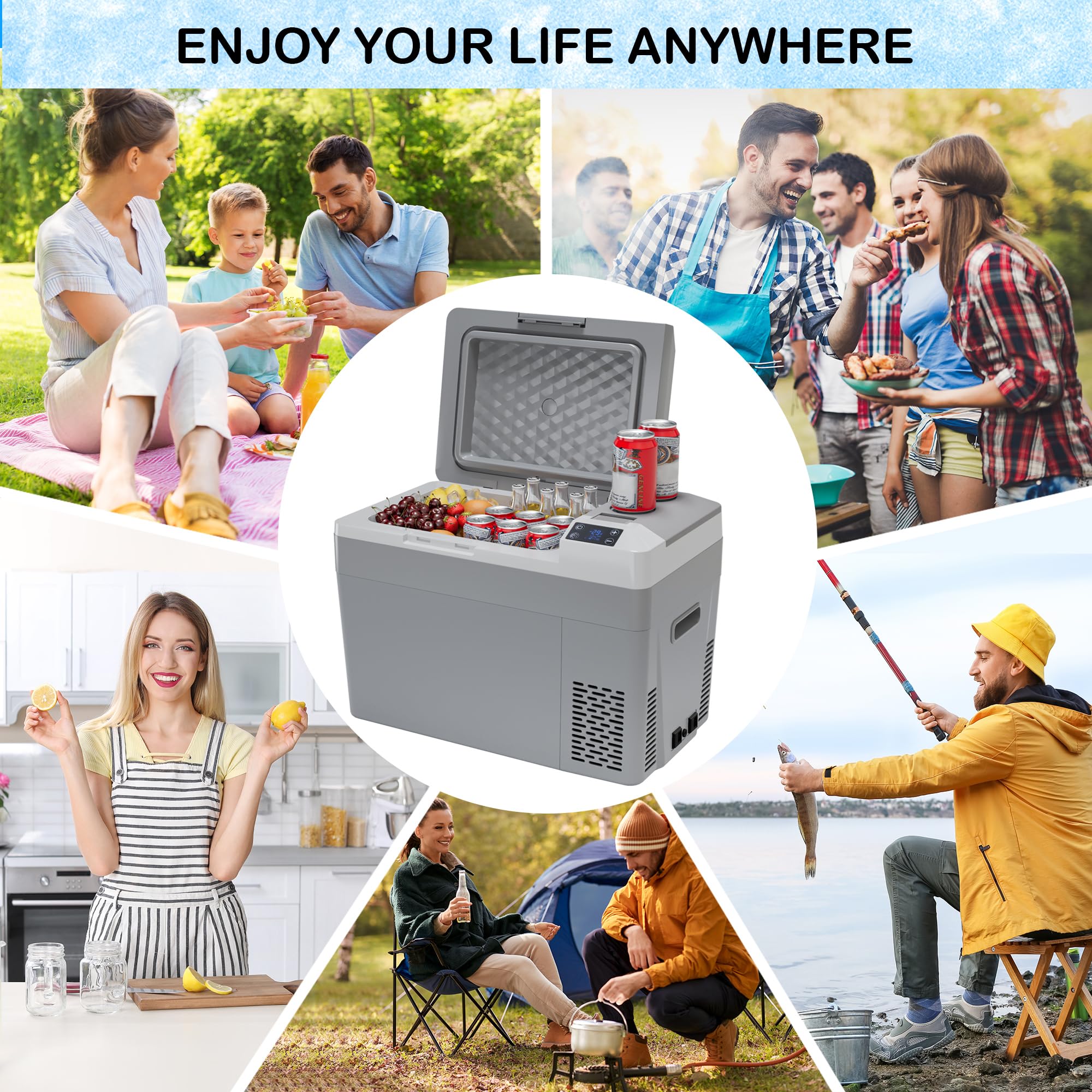 GARVEE 30L Portable Car Refrigerator - 12V/24V DC Electric Cooler for Cars, Trucks, RVs & Vans - Compact Freezer for Road Trips, Camping & Home Use