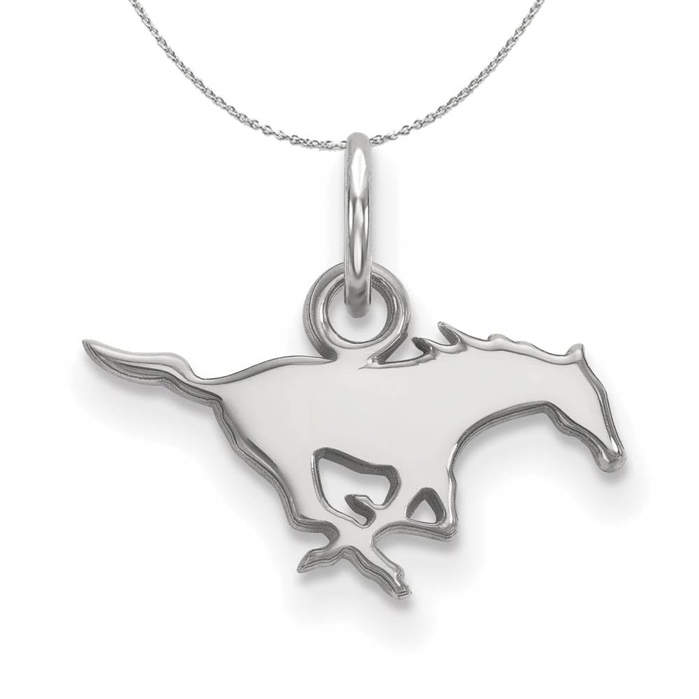 Black Bow Sterling Silver Southern Methodist University XS Tiny Pendant Necklace - Perfect for Graduation Gifts, School Spirit Jewelry & Everyday Wear