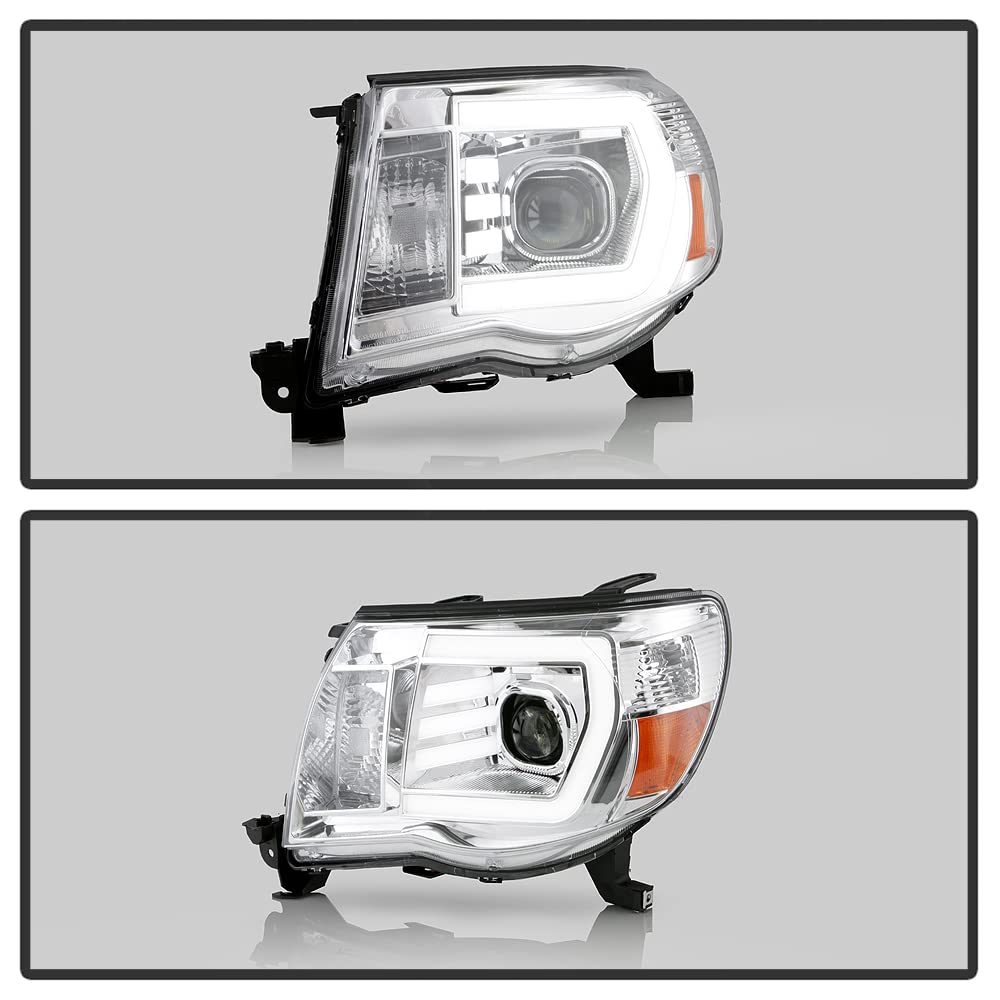 High-Performance Aftermarket LED Light Bar Projector Headlights for 2005-2011 Toyota Tacoma - Chrome Housing - Enhanced Night Visibility for Off-Roading & Daily Driving