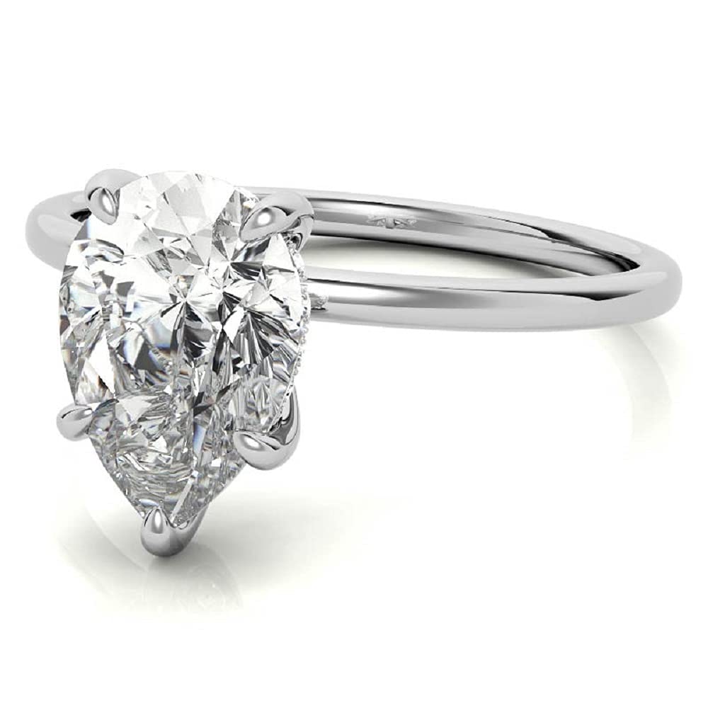 3 CT Pear Moissanite Engagement Ring - Vintage Solitaire Wedding Band with 4-Prong Antique Setting in Sterling Silver - Anniversary, Promise Ring & Romantic Gift for Her - Perfect for Proposals, Weddings & Special Occasions