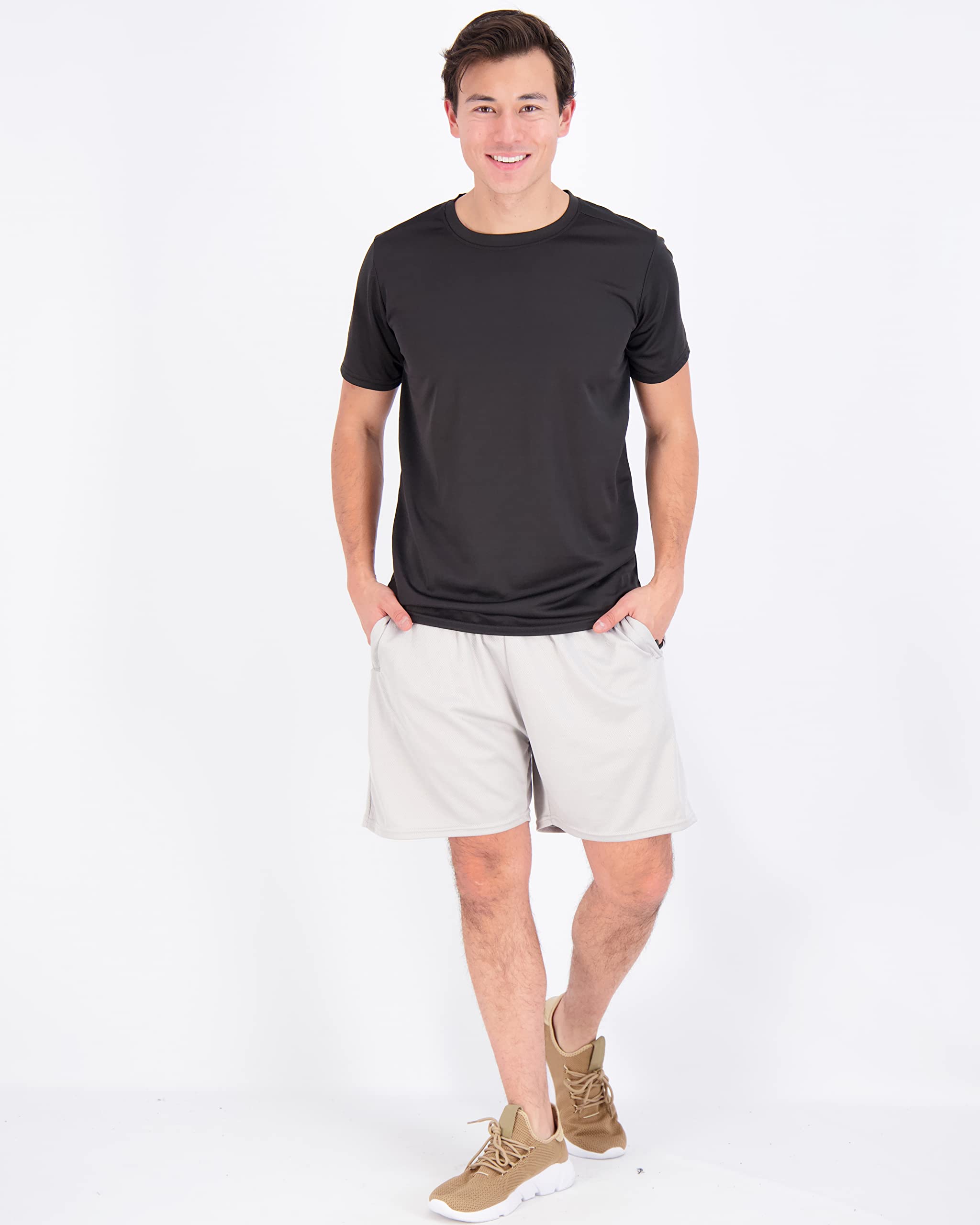 Real Essentials 5 Pack Men's Quick Dry Active T-Shirts - Moisture Wicking Athletic Crew Neck Tees for Gym, Running & Workouts (Big & Tall Sizes Available) | Perfect for Sports, Training & Casual Wear