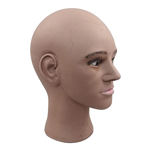 Dark Brown Male Mannequin Head with Glasses & Headset - Perfect for Barber Shop, Wig Display, and Salon Styling Practice