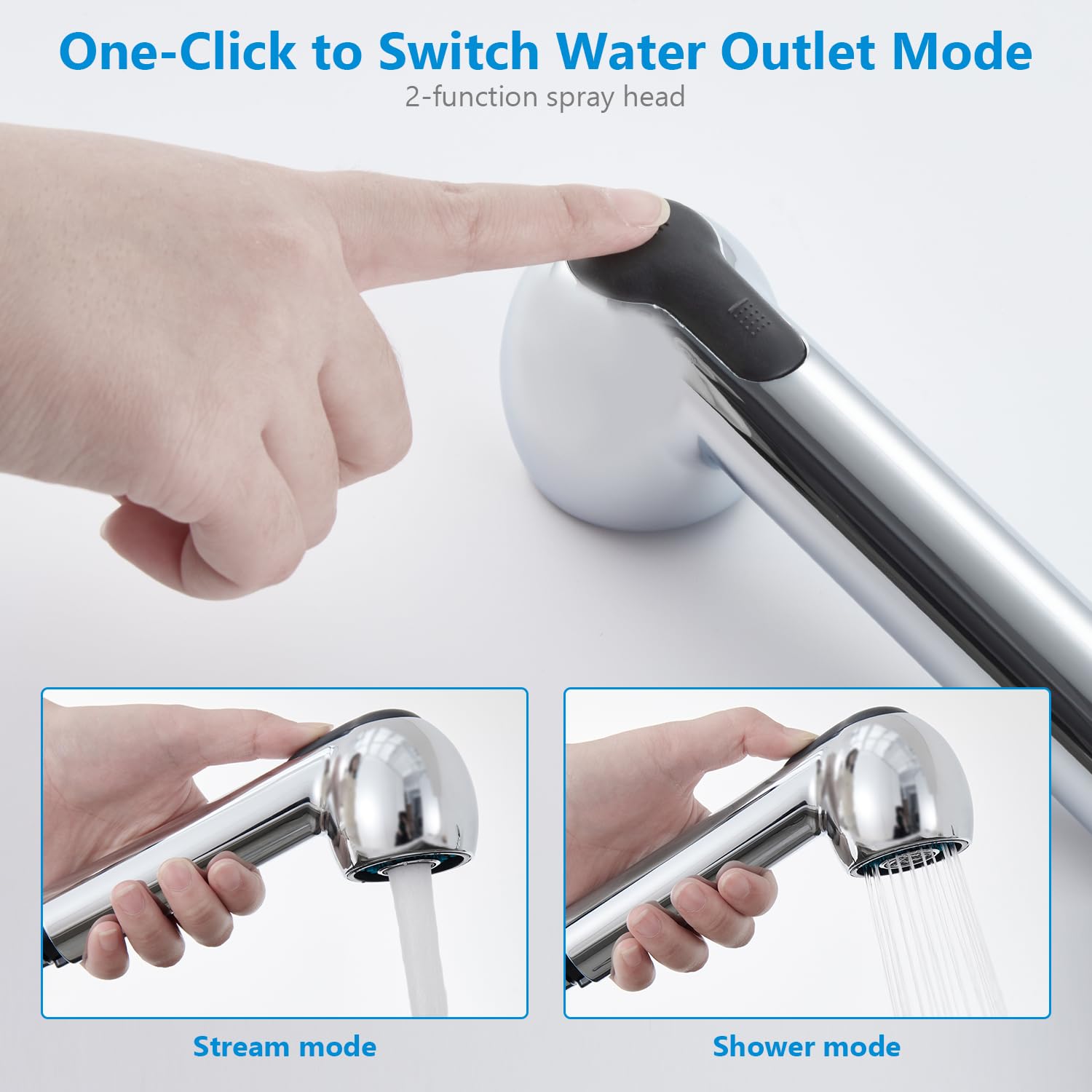 Ulytid Pull-Out Kitchen Faucet with 2 Spray Modes - 120° Swivel Brass Single Lever Mixer Tap for Sink - Hot & Cold Water - Chrome Finish - Water Saving Design - Perfect for Modern Kitchens & Food Prep Areas