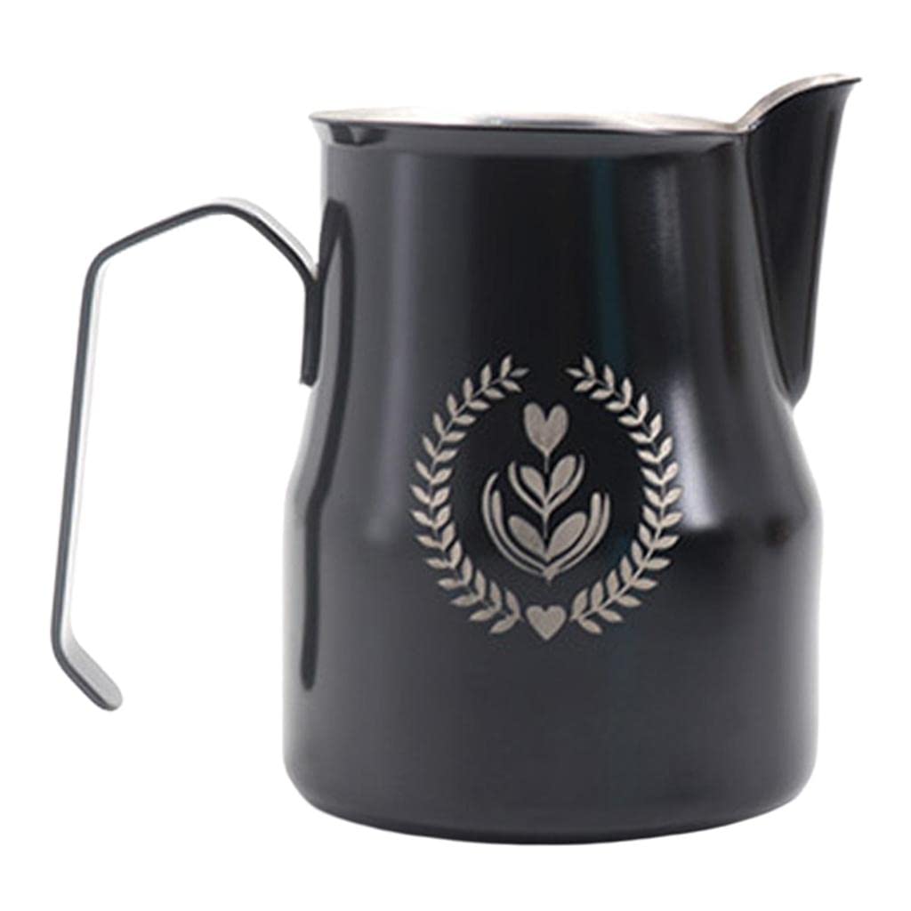 Premium 350ml Black Milk Frothing Pitcher for Espresso Machines - Barista-Grade Stainless Steel Frother Cup for Latte Art & Cappuccino Making - Perfect for Home Coffee Shops & Professional Baristas
