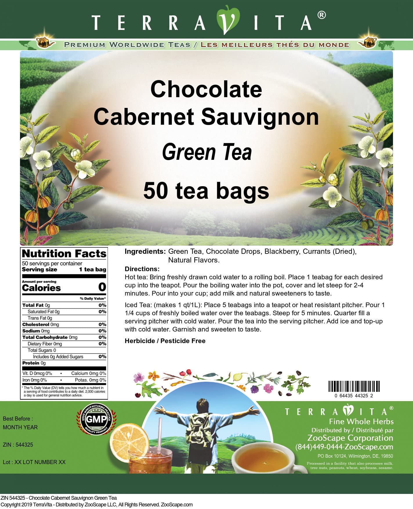 Premium Chocolate Cabernet Sauvignon Green Tea Bags - 3 Pack (150 Tea Bags Total) | Rich Flavor Blend | Perfect for Relaxation, Gifts & Afternoon Tea Time