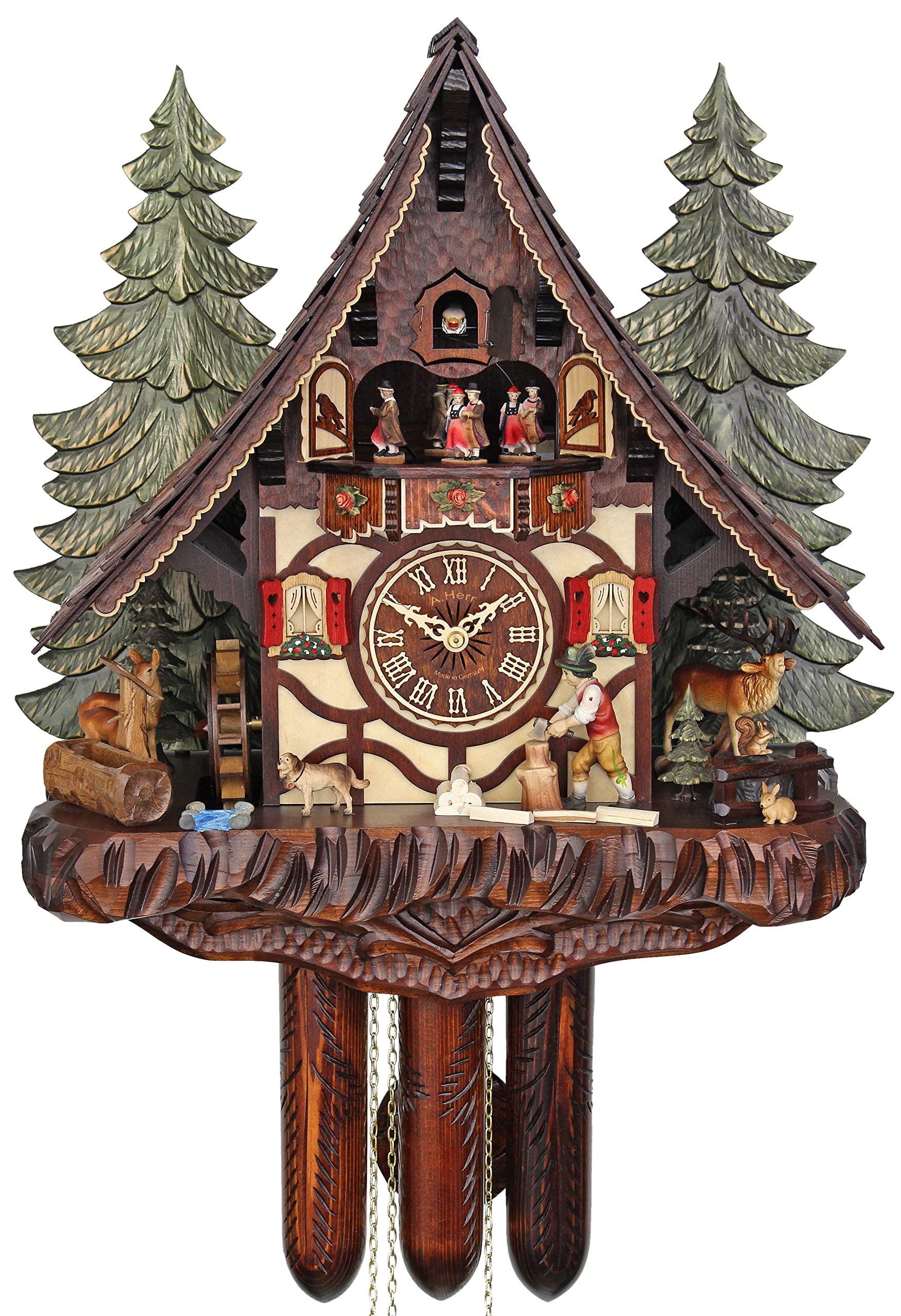 Handcrafted Cuckoo Clock with Woodchopper Hans - Traditional German Black Forest Wall Clock for Home & Office Decor | Perfect for Living Room, Bedroom, or Gift