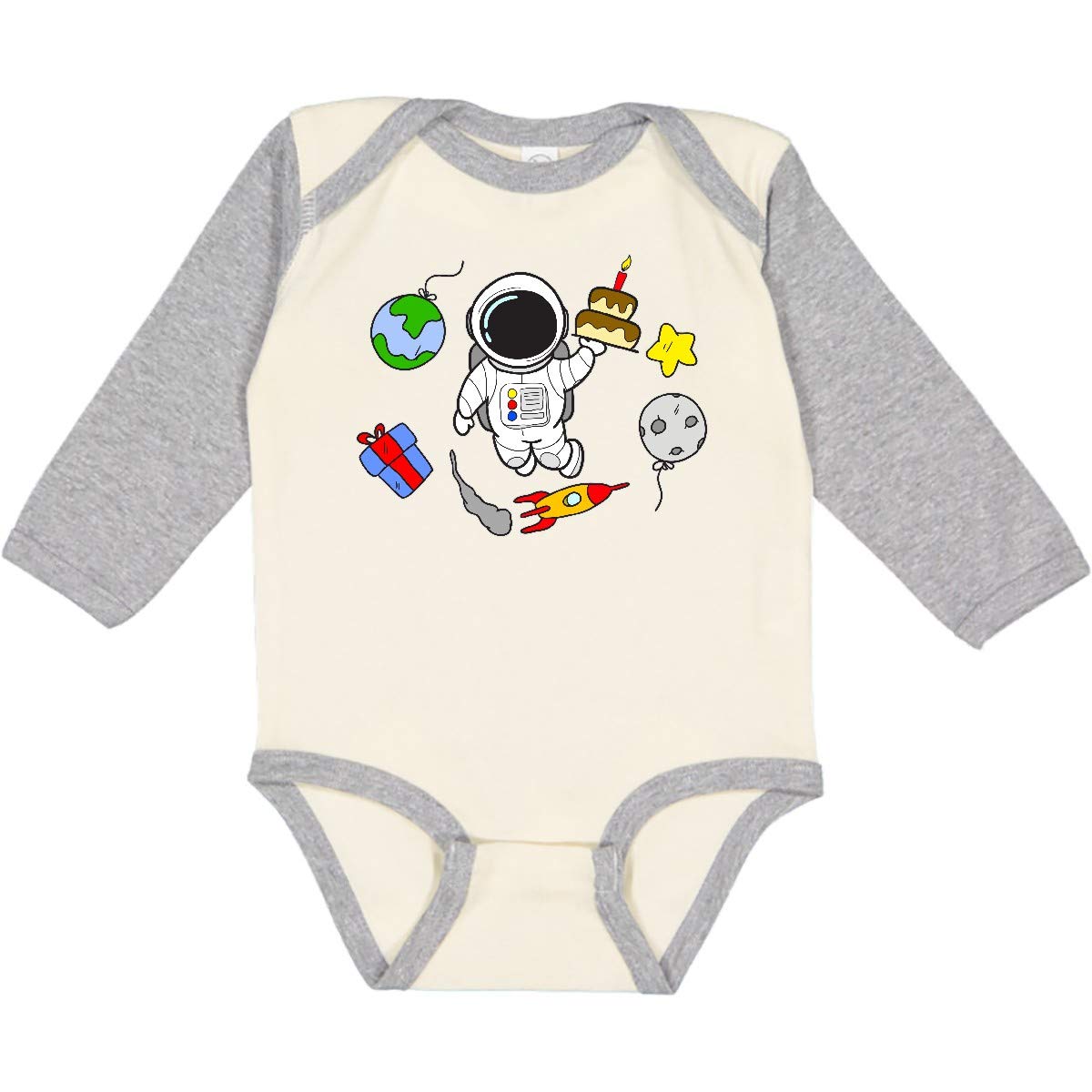 Inktastic Astronaut Birthday Long Sleeve Baby Bodysuit - Cute Space-Themed Outfit for Boys & Girls - Perfect for Birthday Parties, Photo Shoots & Everyday Wear