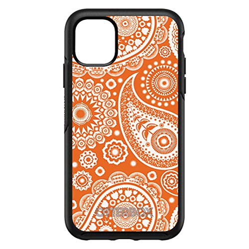 Orange White Paisley On Black Case