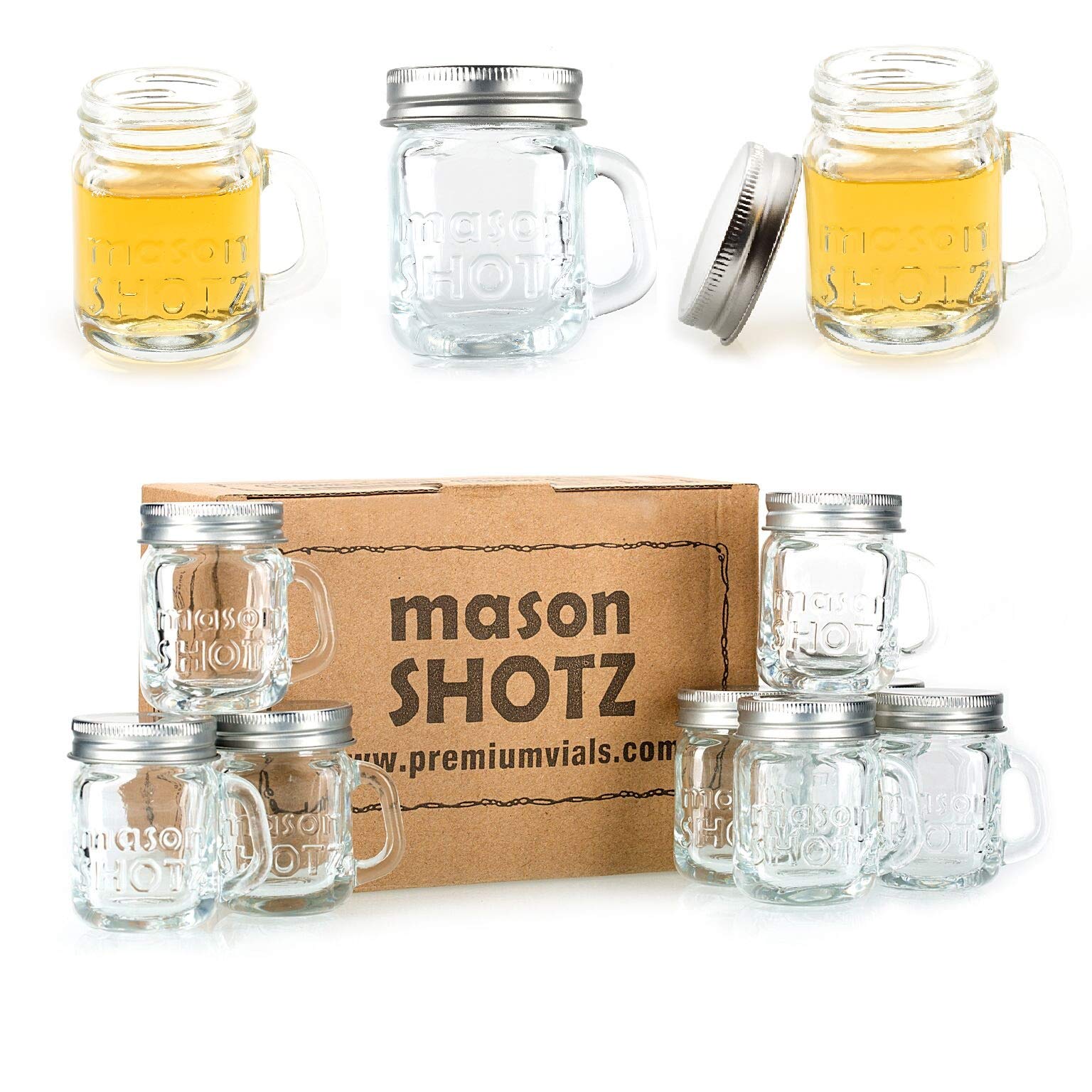 Mini Mason Jar Shot Glasses with Handles (Set of 8) – Leak-Proof Lids – Perfect for Cocktails, Party Favors, DIY Candles & Crafts – Ideal for Weddings, Baby Showers & Home Decor