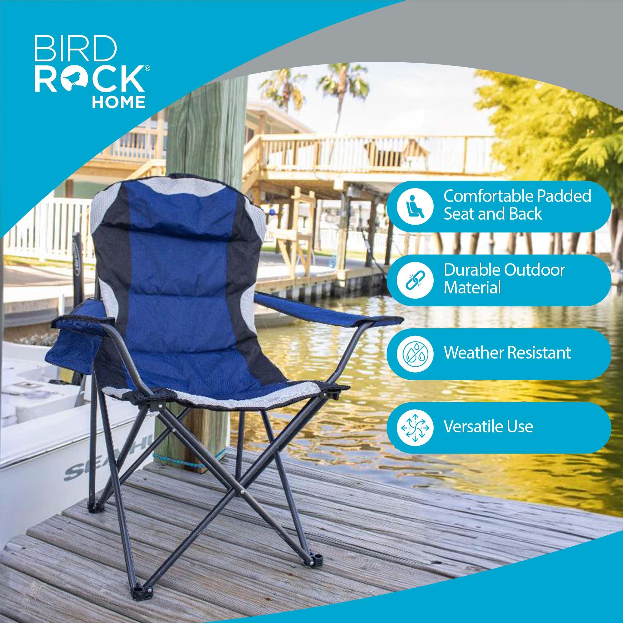 Premium Padded Camping Folding Chair with Cup Holder - Ultra Comfortable Portable Outdoor Chair for Beach, Park, Sports & Picnics - Includes Carry Bag - Navy Blue (1-Pack) - Perfect for Camping, Tailgating, Backyard Relaxation & Outdoor Events