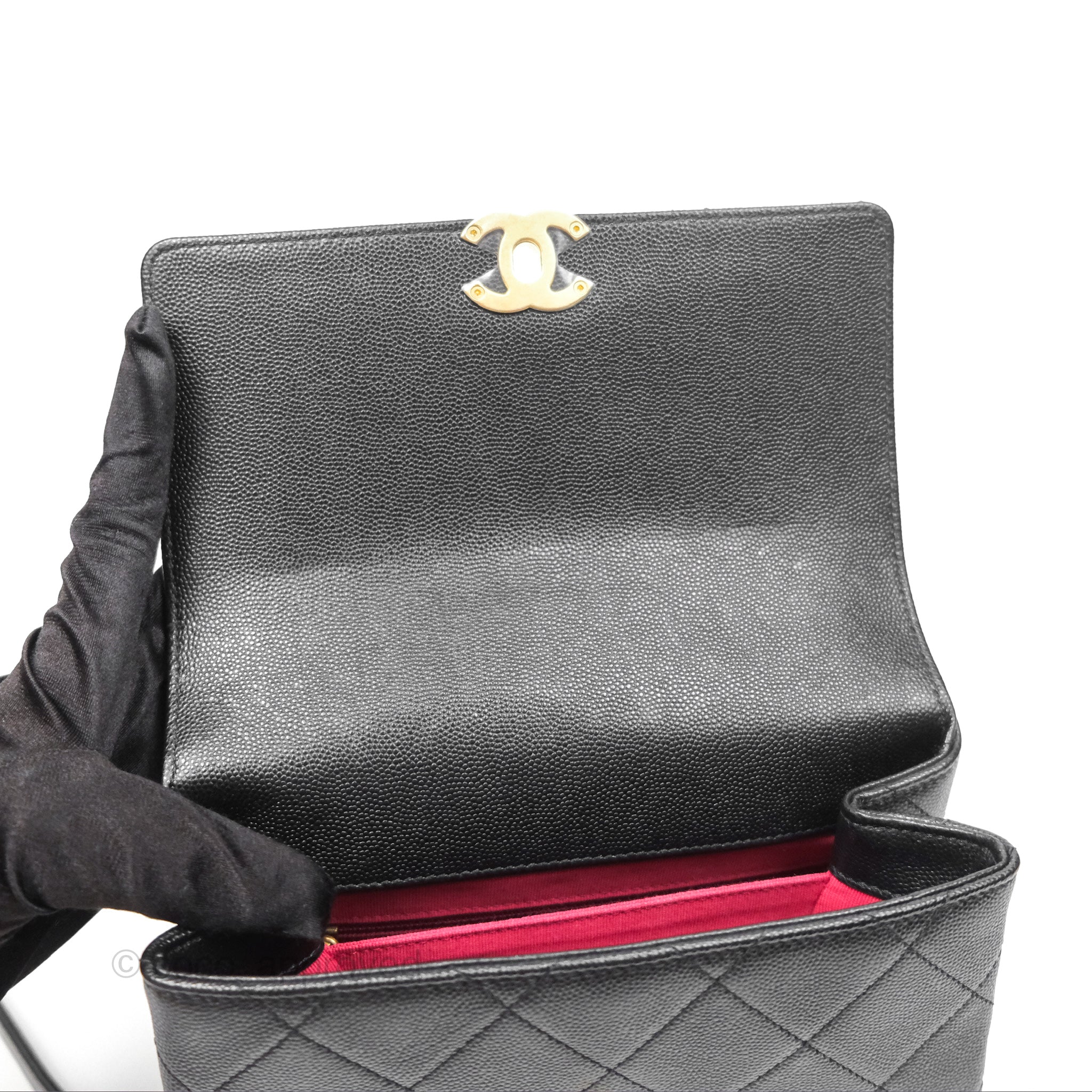 Chanel Quilted Caviar Leather Bracelet On Chain Flap Bag - Black with Aged Gold Hardware - Perfect for Evening Events, Parties & Luxury Fashion Accessories