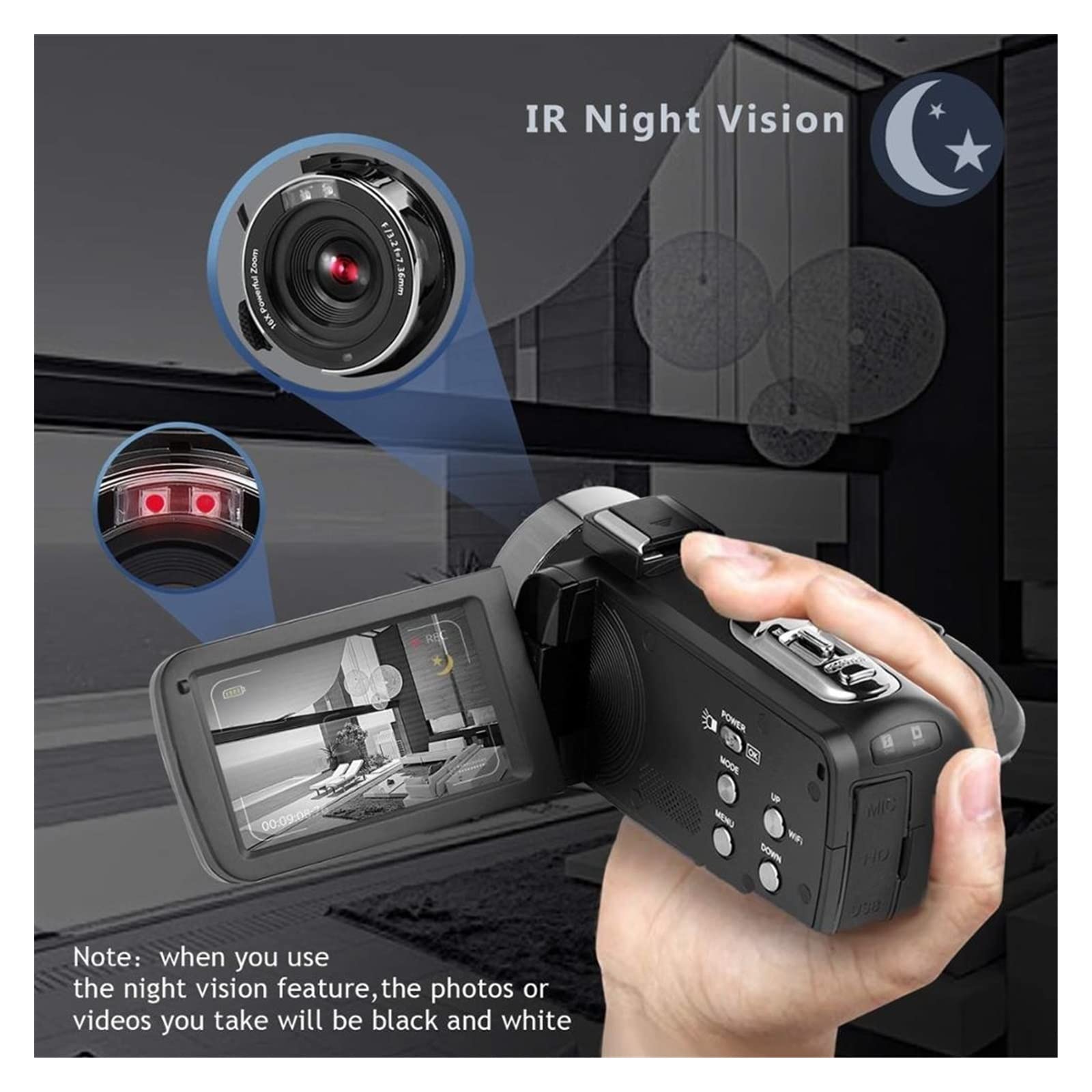 BODORME 4K 56MP Video Camera with Night Vision & 16X Zoom - Perfect for Vlogging & Live Streaming