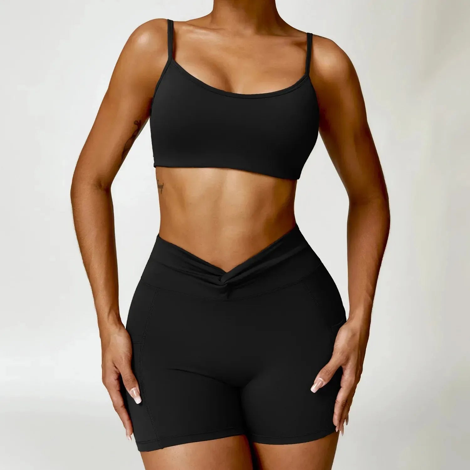 2PCS Women's Sexy Yoga Tracksuit Set - Sports Bra, Shorts & Leggings for Gym, Running, Fitness Workout | Comfortable Athletic Wear for Women | Perfect for Yoga, Pilates & Home Exercise