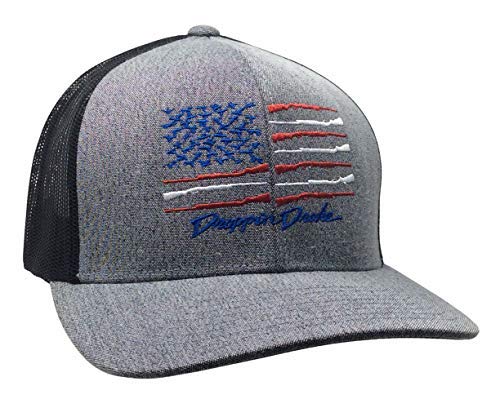 Droppin Drake American Duck Flag Trucker Mesh Snapback Hat - Gray Heather | Patriotic Baseball Cap for Men & Women | Perfect for 4th of July, Sports Events & Outdoor Activities
