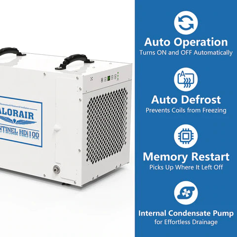 AlorAir Sentinel HDi100 Whole Home Dehumidifier - Powerful 100 Pint Capacity for Basements, Large Rooms & High Humidity Areas - Energy Efficient Moisture Control Solution