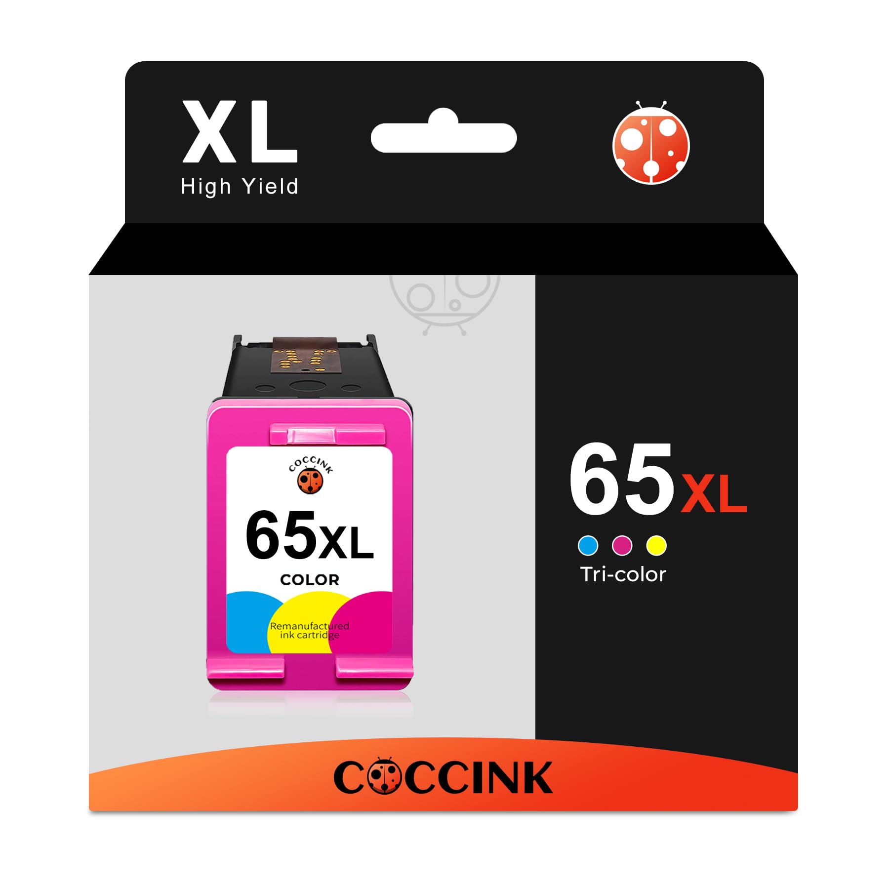 COCCINK 65XL Color Ink Cartridge for HP Envy 5000 5055 5052 5058 5070 & Deskjet 2600 2620 2622 2624 2632 2652 2655 3720 3722 3772 3755 3758 Printers - Compatible with HP 65 XL HP65 HP65XL Ink (1 Pack) - Perfect for Home Office Printing, School Projects, and Business Documents