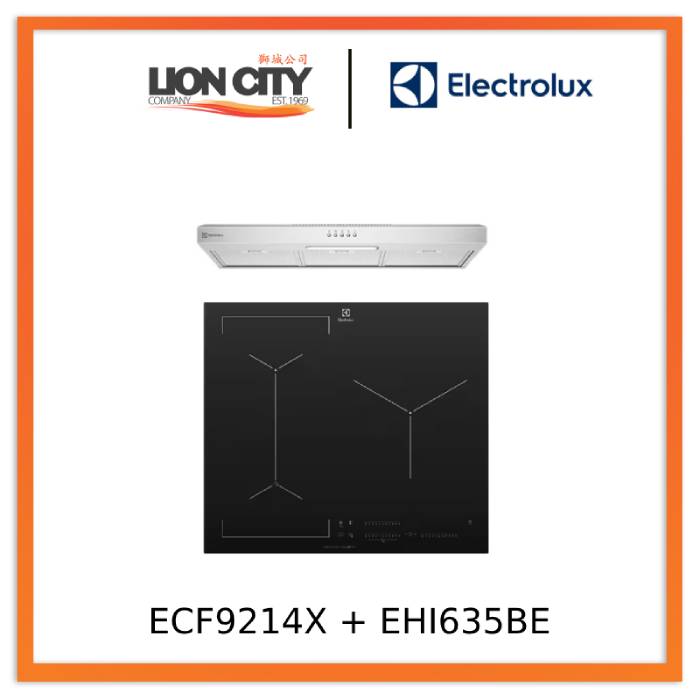 Electrolux ECF9214X 90cm UltimateTaste 300 Fixed Extractor Hood & EHI635BE 60cm UltimateTaste 700 3-Zone Induction Cooktop - Premium Kitchen Appliances for Modern Cooking & Ventilation