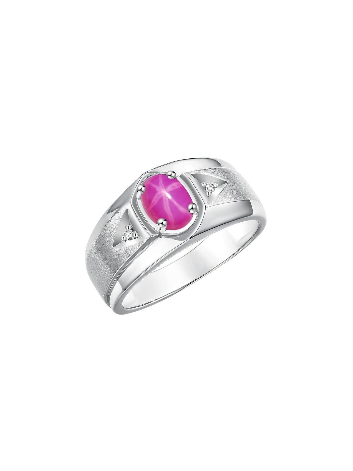 Rylos Men's Sterling Silver Rings - 7X5MM Oval Gemstone & Diamond Ring, Classic Birthstone Jewelry for Men (Sizes 8-13) | Perfect for Weddings, Anniversaries & Special Occasions