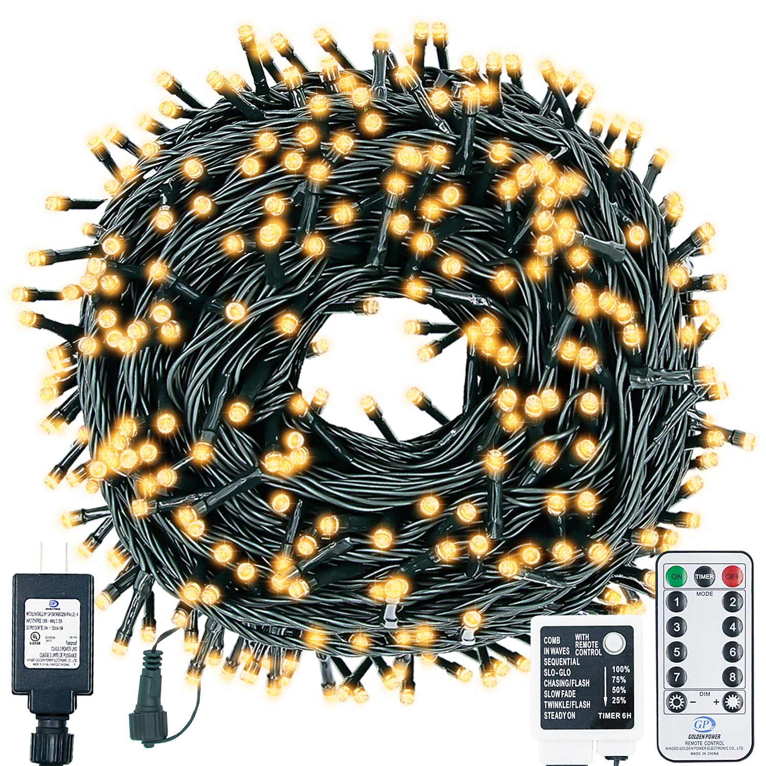 500 LED Christmas Tree String Lights 164FT - Connectable with Remote, 8 Modes & Timer - Outdoor Indoor Twinkle Starry Lights for Halloween, Patio, Garden, Wedding, Party Decor (Warm White) - Perfect for Holiday, Home, and Event Lighting